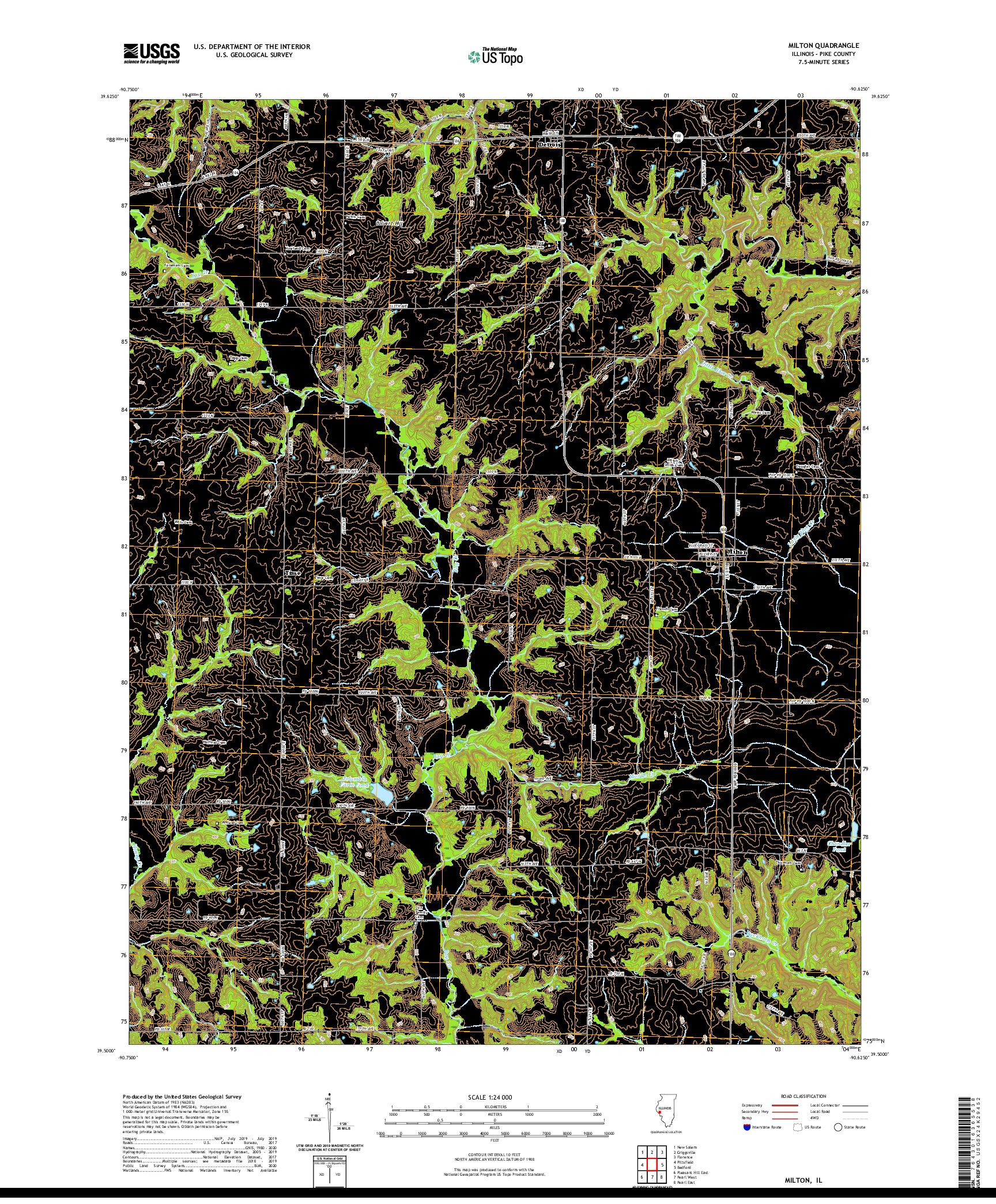 USGS US TOPO 7.5-MINUTE MAP FOR MILTON, IL 2021
