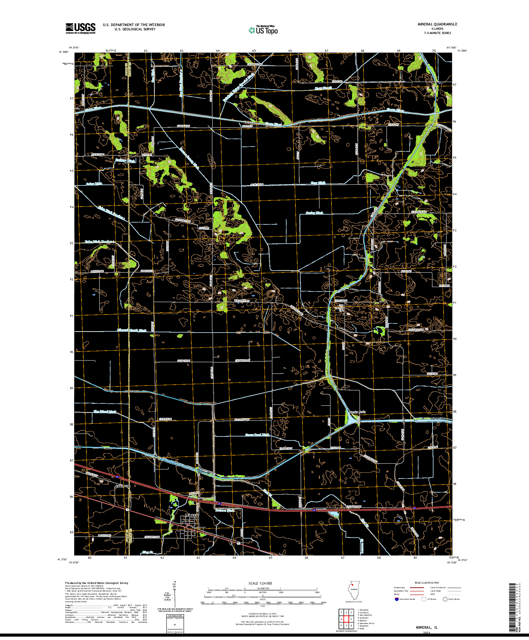 USGS US TOPO 7.5-MINUTE MAP FOR MINERAL, IL 2021