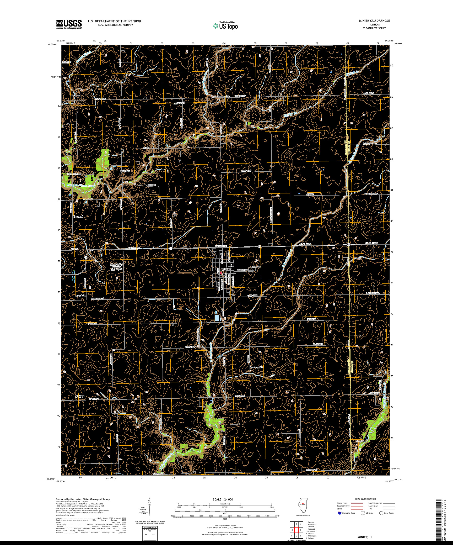 USGS US TOPO 7.5-MINUTE MAP FOR MINIER, IL 2021