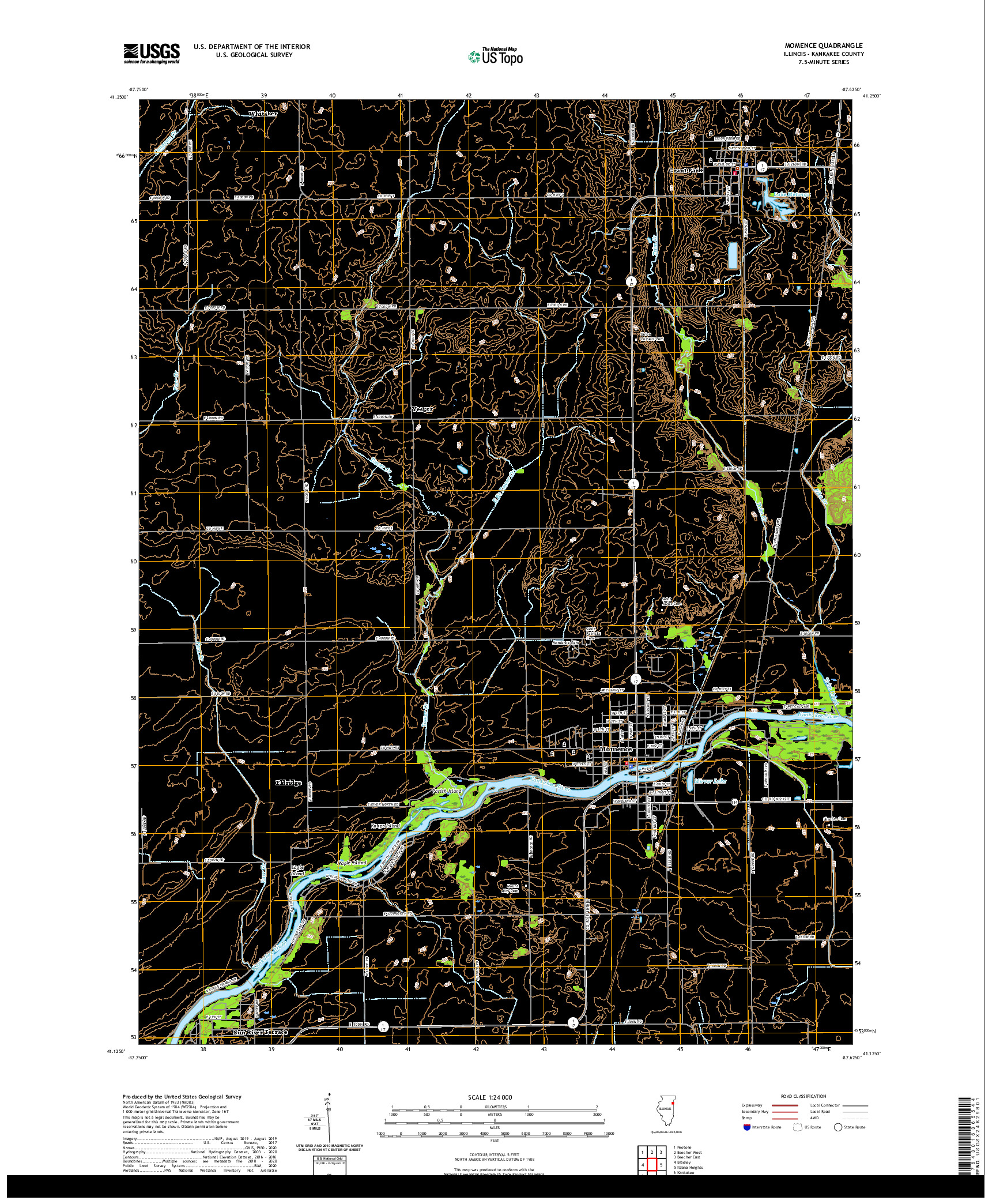 USGS US TOPO 7.5-MINUTE MAP FOR MOMENCE, IL 2021
