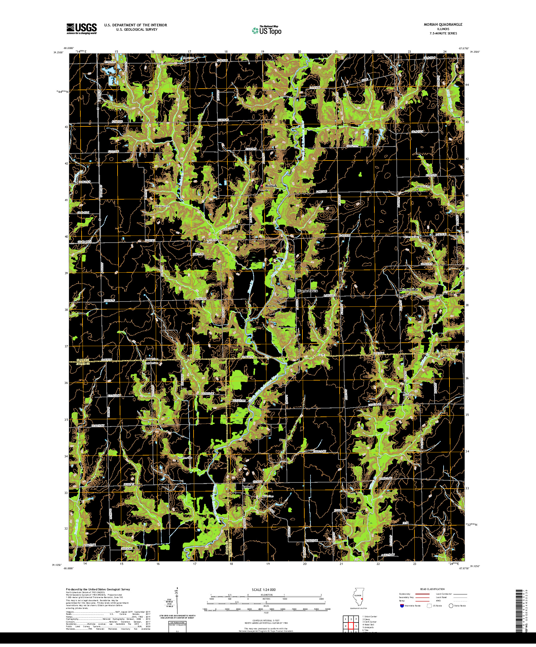 USGS US TOPO 7.5-MINUTE MAP FOR MORIAH, IL 2021