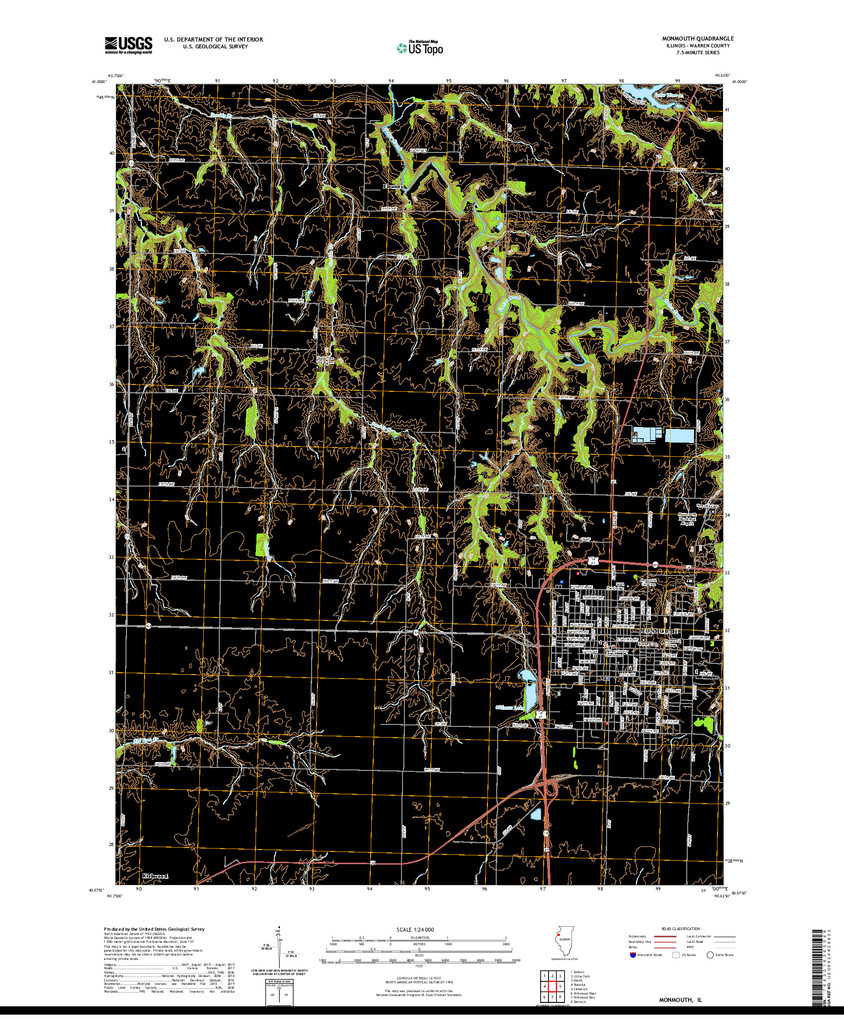 USGS US TOPO 7.5-MINUTE MAP FOR MONMOUTH, IL 2021