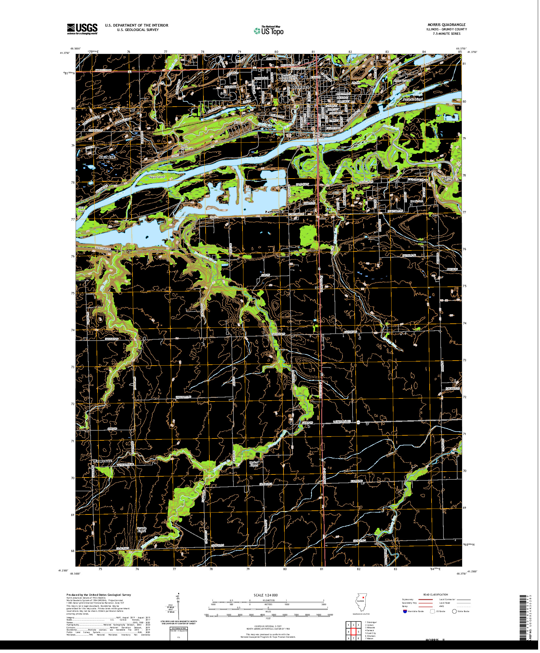 USGS US TOPO 7.5-MINUTE MAP FOR MORRIS, IL 2021