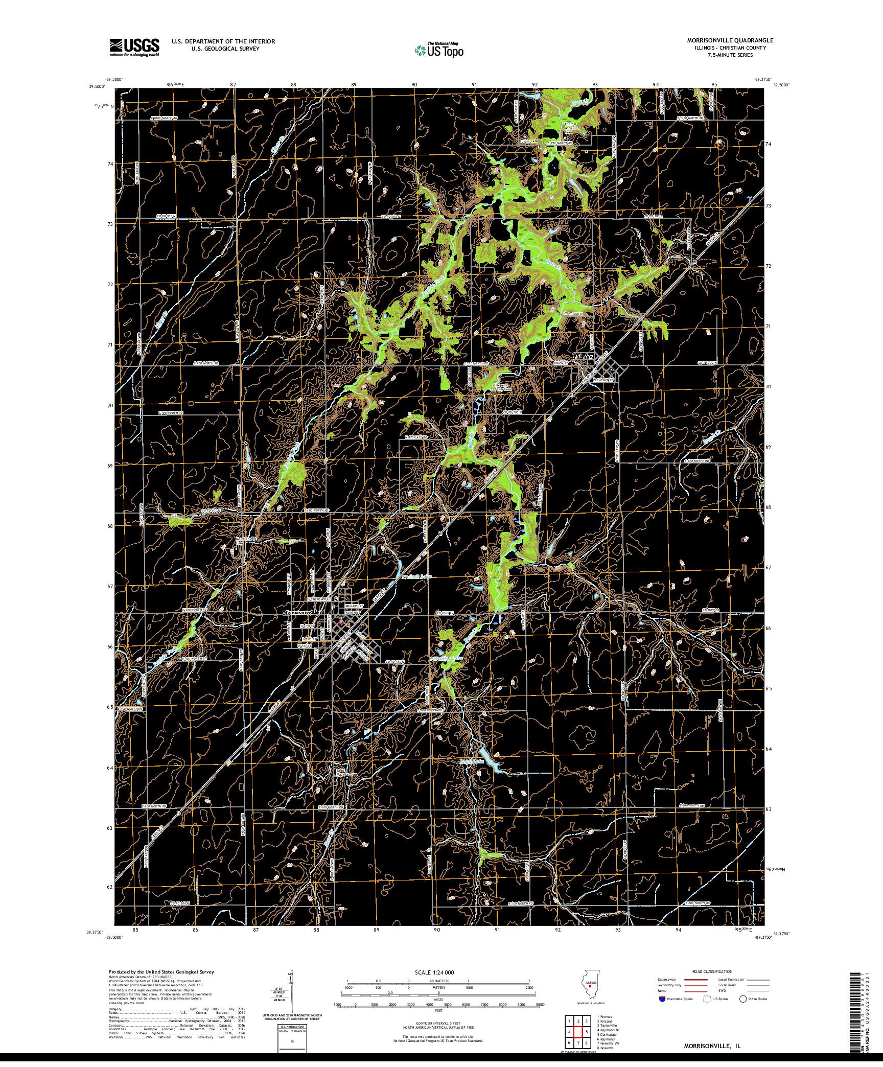 USGS US TOPO 7.5-MINUTE MAP FOR MORRISONVILLE, IL 2021