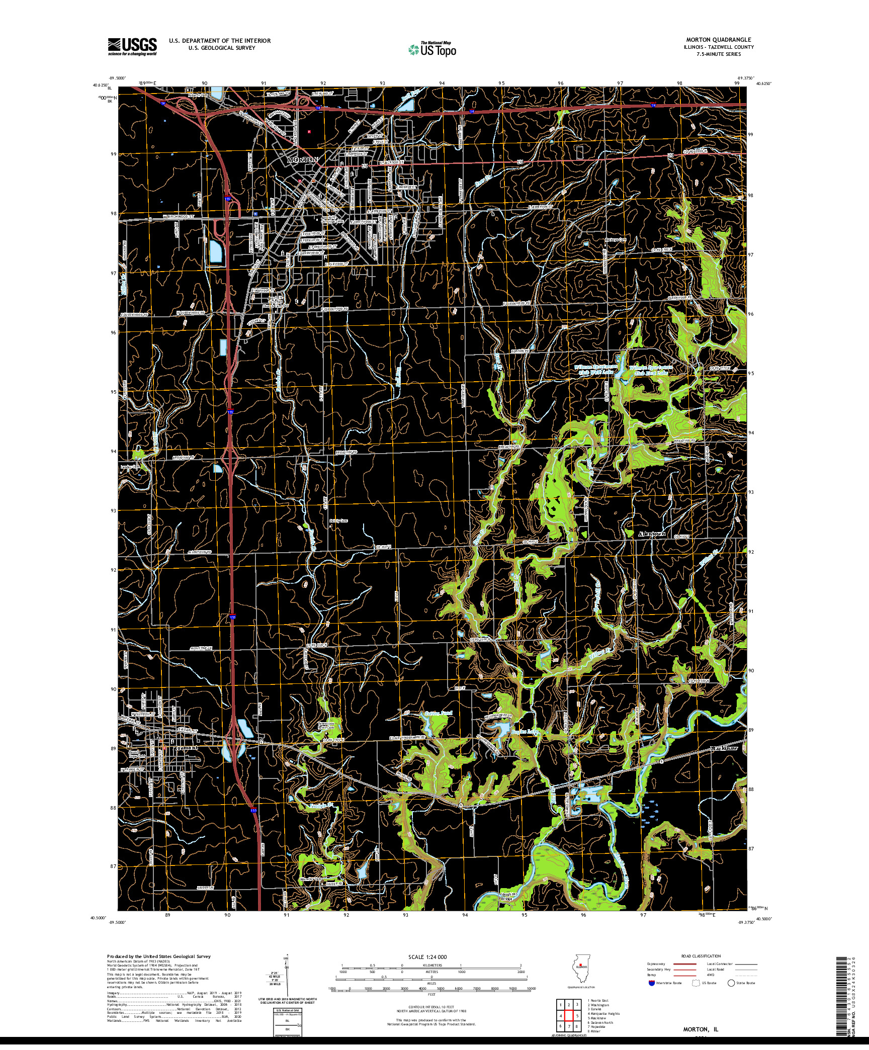 USGS US TOPO 7.5-MINUTE MAP FOR MORTON, IL 2021