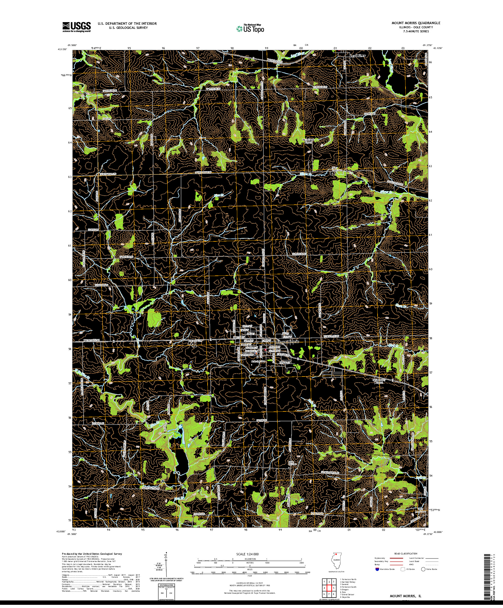 USGS US TOPO 7.5-MINUTE MAP FOR MOUNT MORRIS, IL 2021