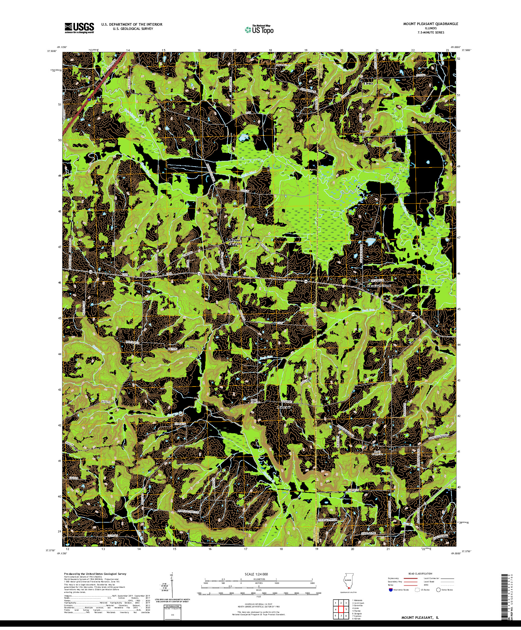 USGS US TOPO 7.5-MINUTE MAP FOR MOUNT PLEASANT, IL 2021