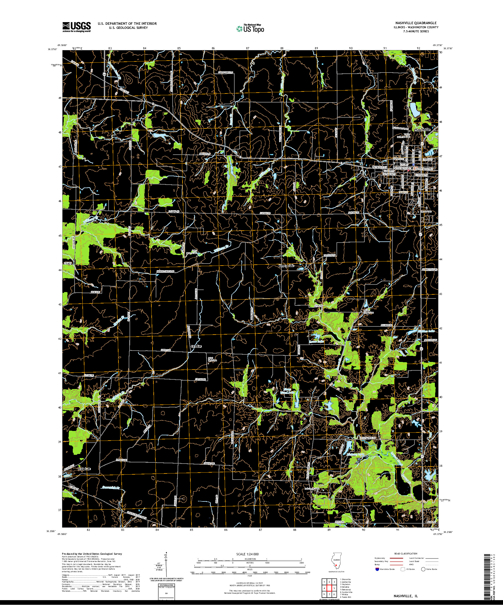 USGS US TOPO 7.5-MINUTE MAP FOR NASHVILLE, IL 2021