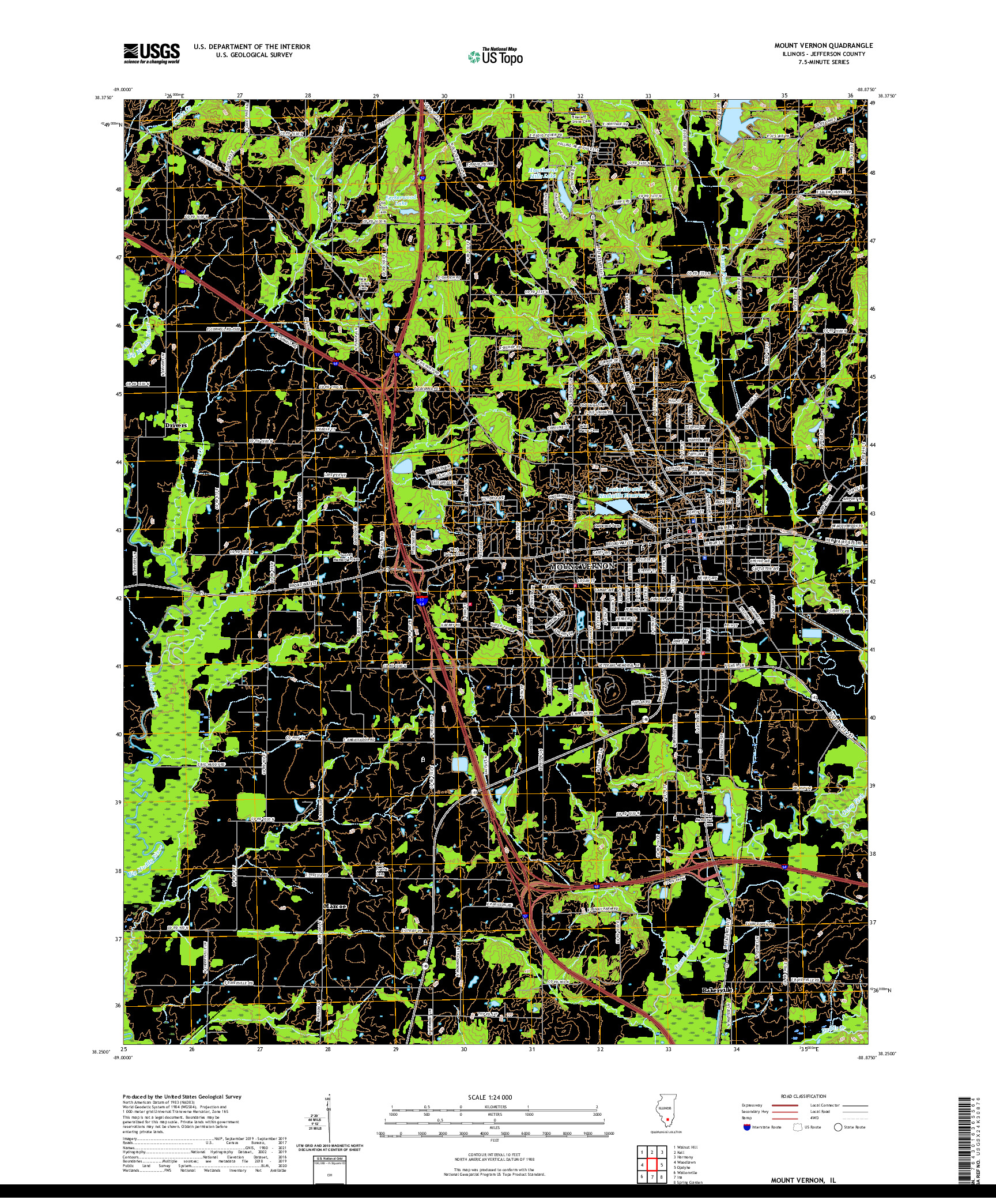 USGS US TOPO 7.5-MINUTE MAP FOR MOUNT VERNON, IL 2021