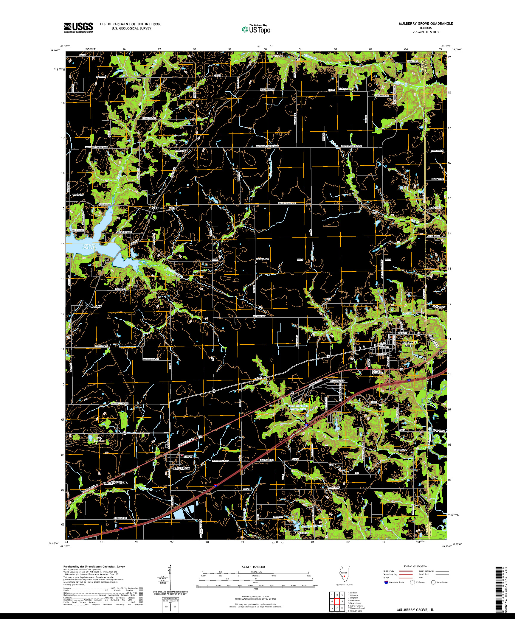 USGS US TOPO 7.5-MINUTE MAP FOR MULBERRY GROVE, IL 2021