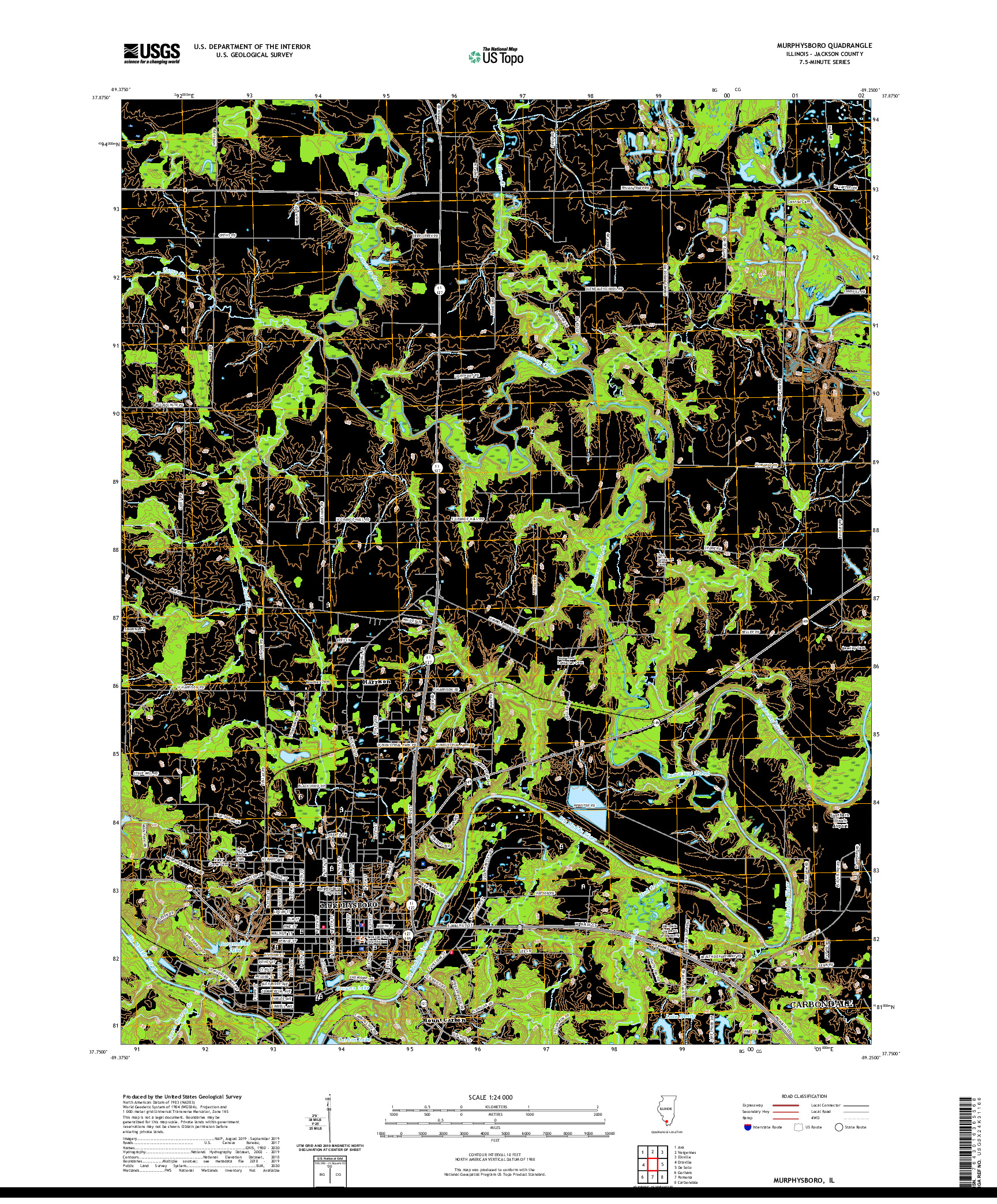 USGS US TOPO 7.5-MINUTE MAP FOR MURPHYSBORO, IL 2021