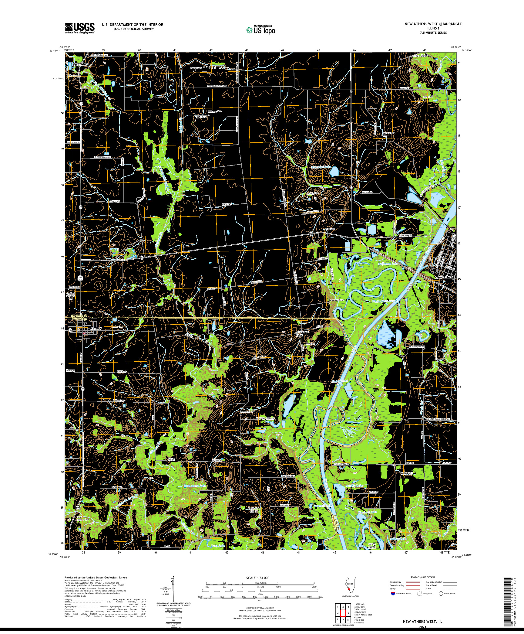 USGS US TOPO 7.5-MINUTE MAP FOR NEW ATHENS WEST, IL 2021