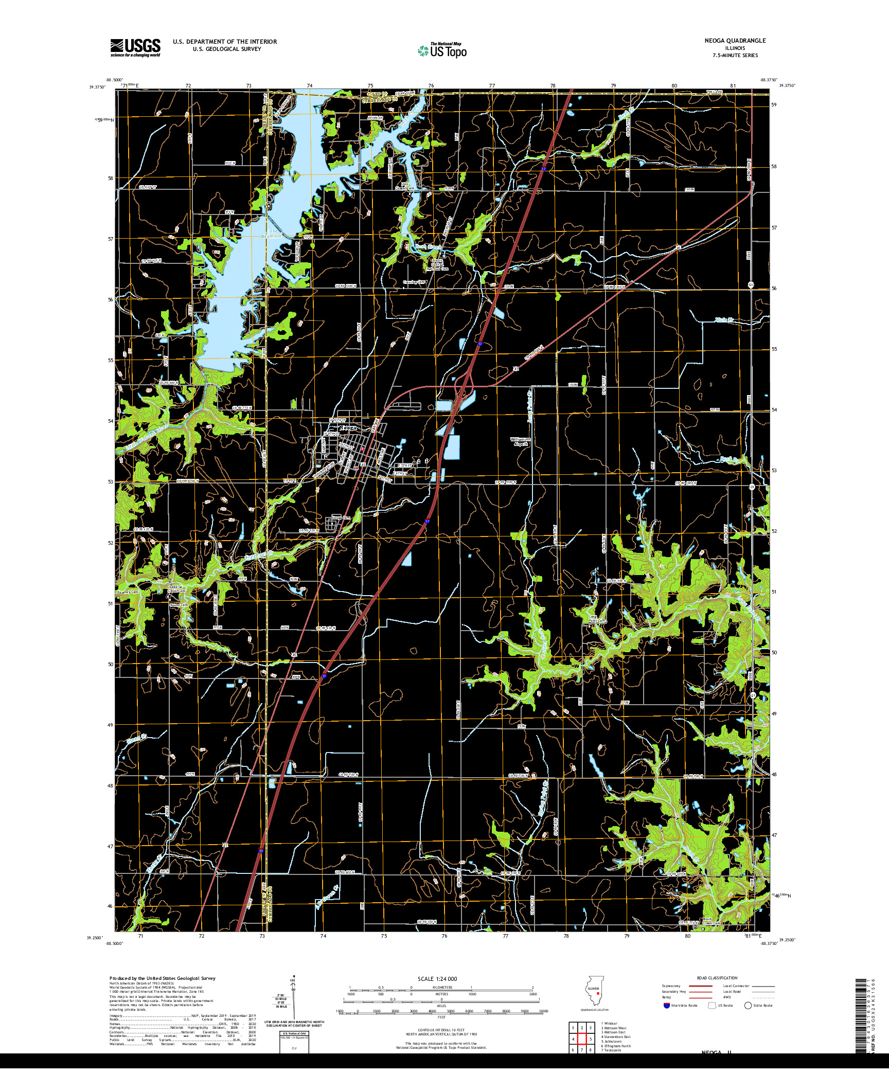 USGS US TOPO 7.5-MINUTE MAP FOR NEOGA, IL 2021