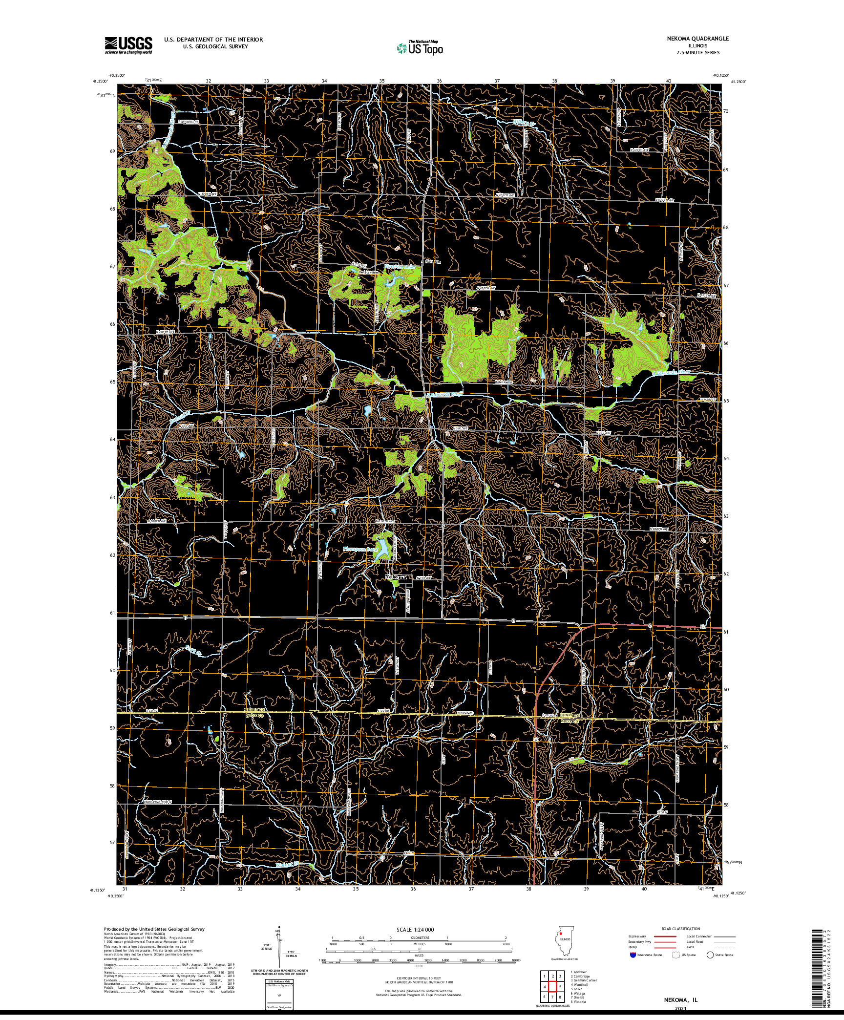 USGS US TOPO 7.5-MINUTE MAP FOR NEKOMA, IL 2021