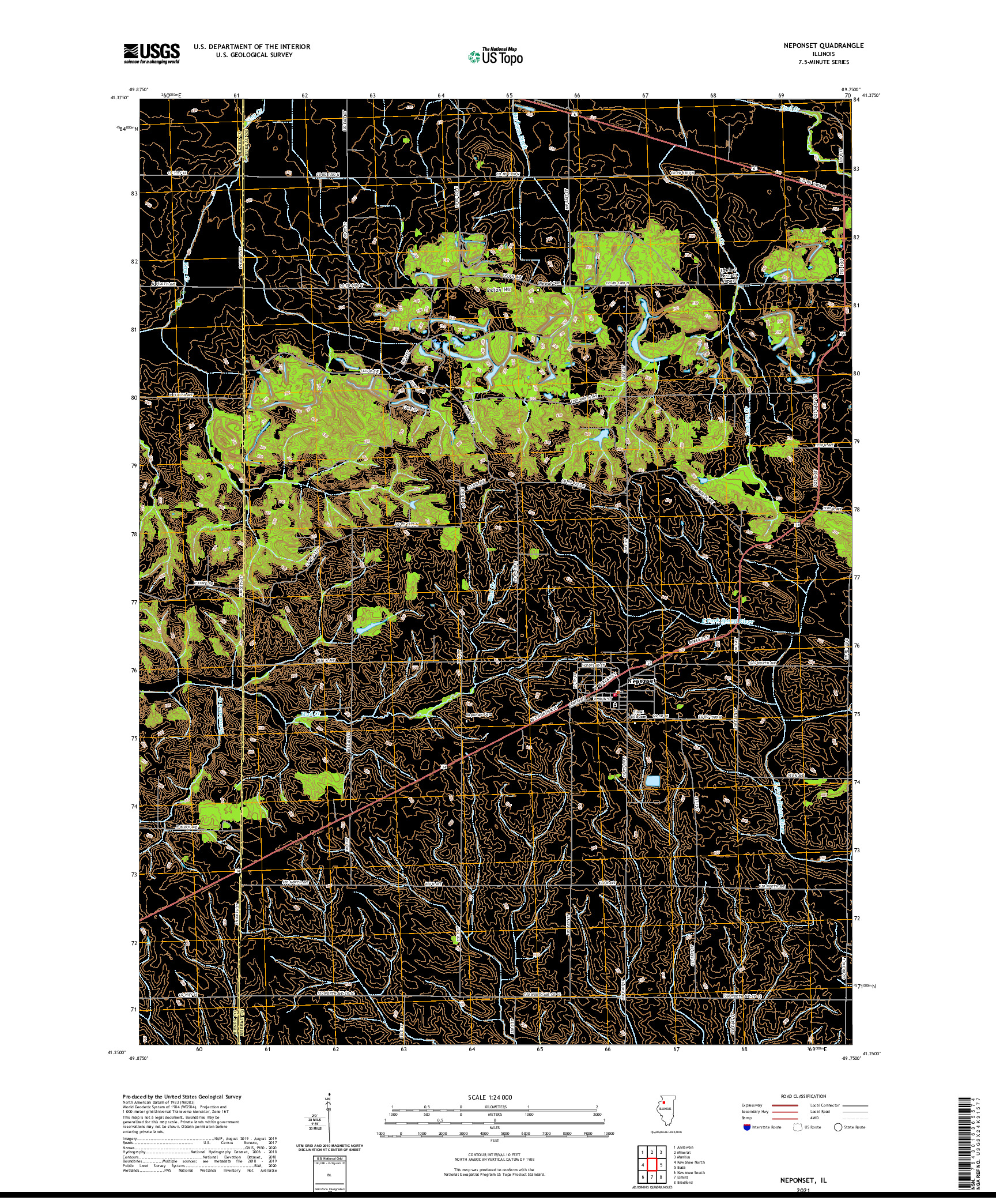 USGS US TOPO 7.5-MINUTE MAP FOR NEPONSET, IL 2021