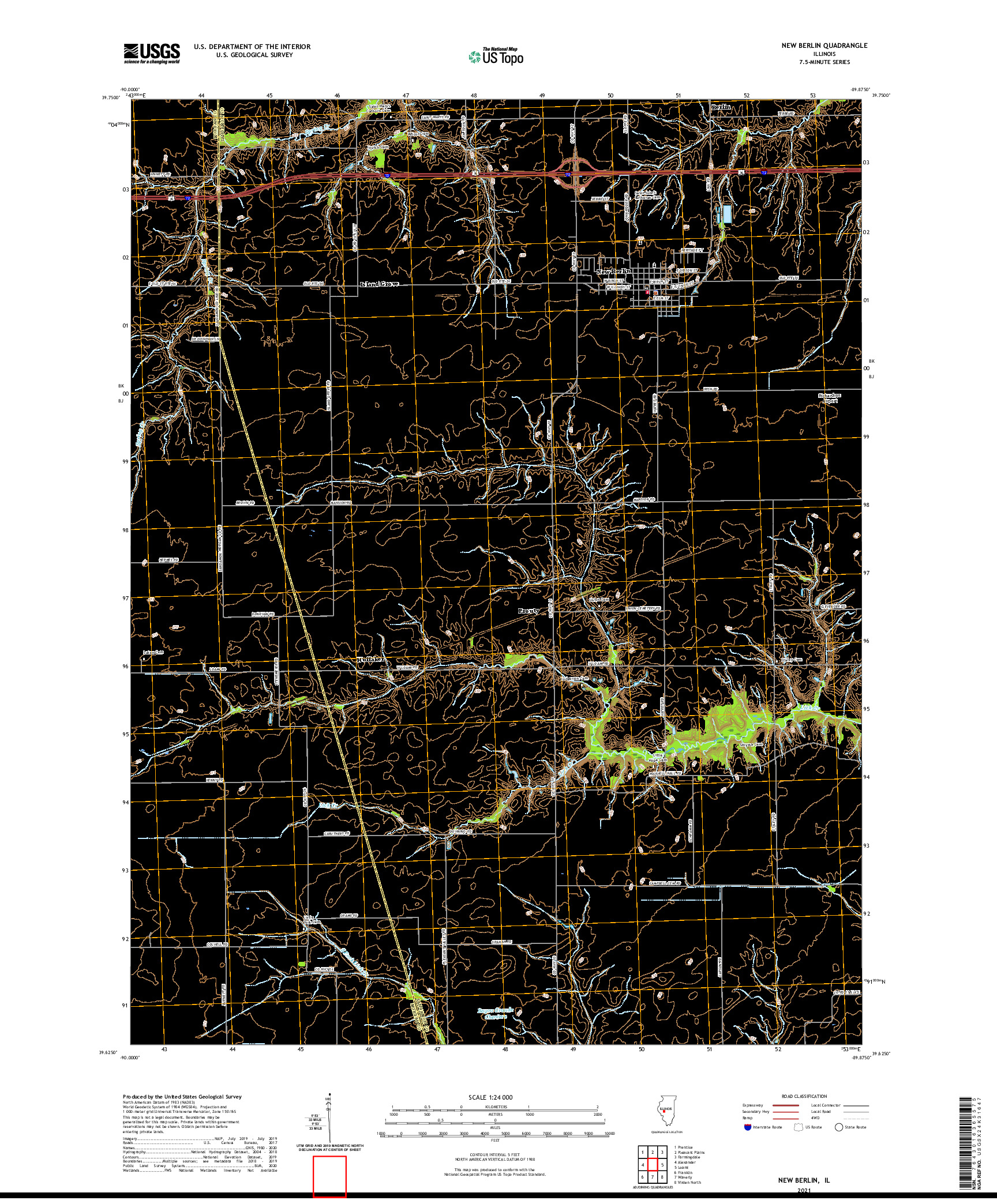USGS US TOPO 7.5-MINUTE MAP FOR NEW BERLIN, IL 2021