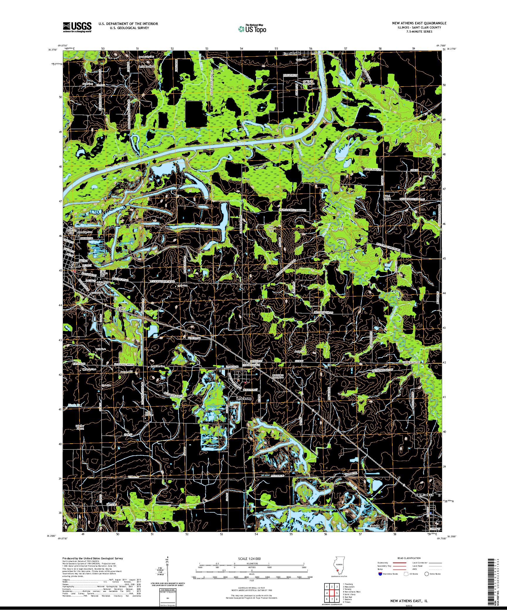 USGS US TOPO 7.5-MINUTE MAP FOR NEW ATHENS EAST, IL 2021