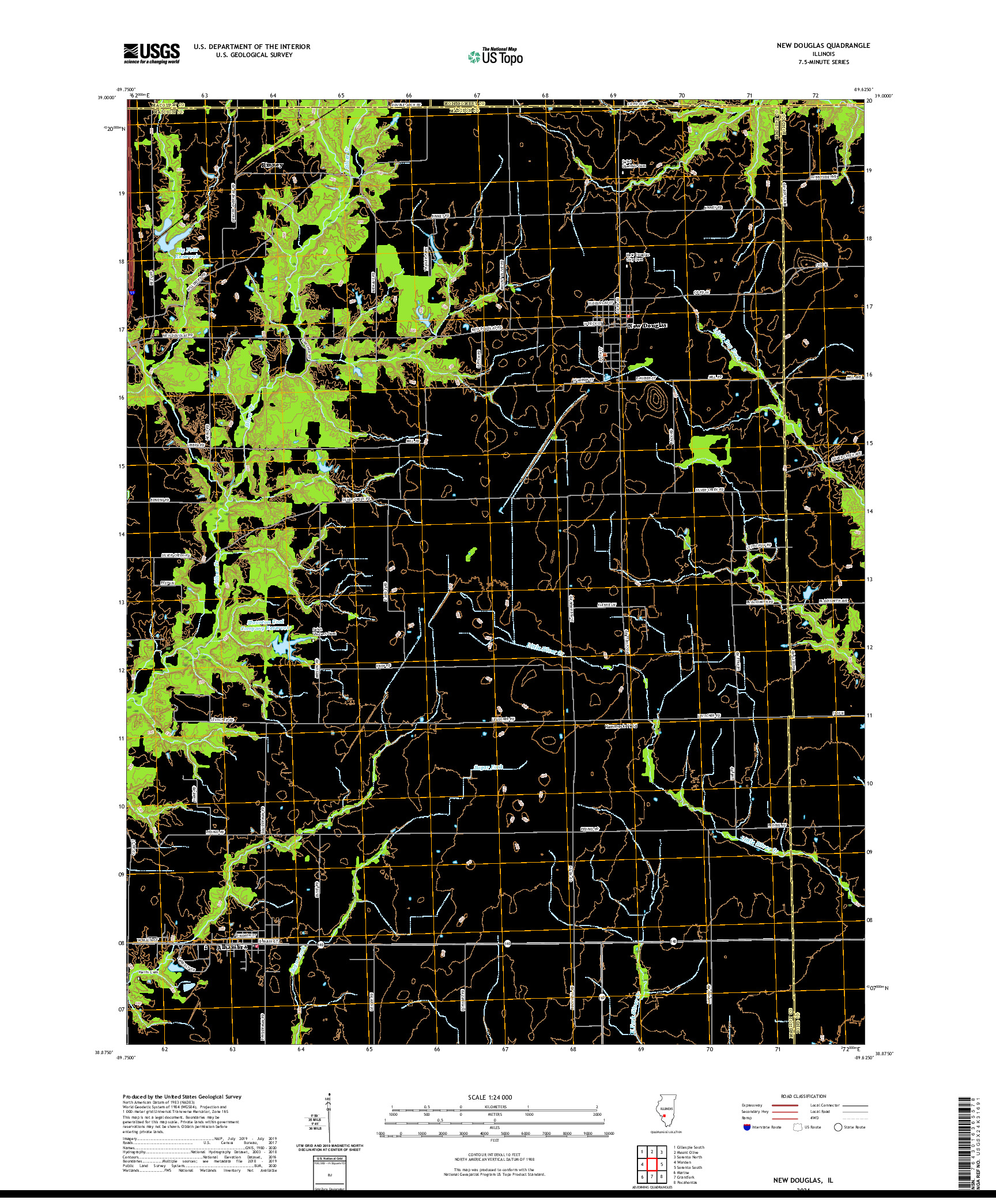 USGS US TOPO 7.5-MINUTE MAP FOR NEW DOUGLAS, IL 2021