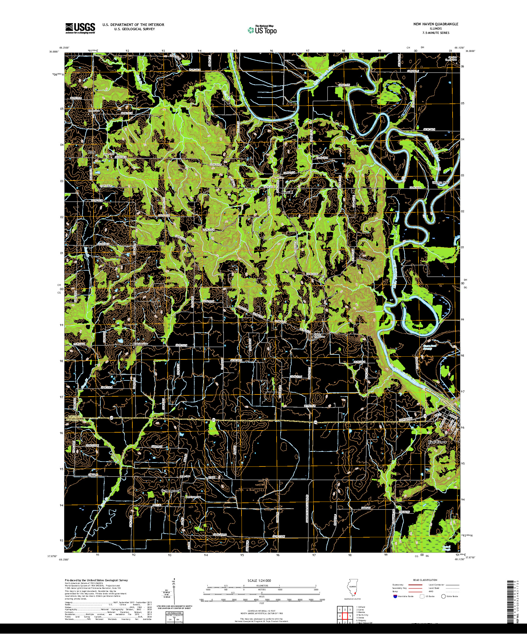 USGS US TOPO 7.5-MINUTE MAP FOR NEW HAVEN, IL 2021