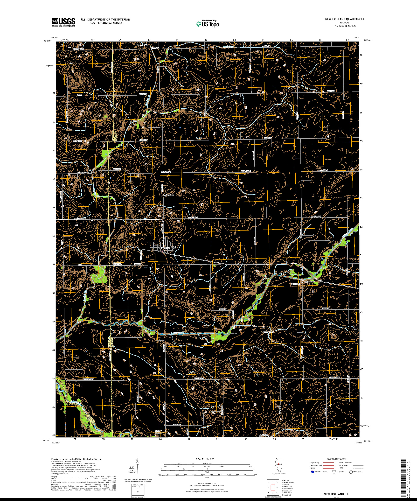 USGS US TOPO 7.5-MINUTE MAP FOR NEW HOLLAND, IL 2021