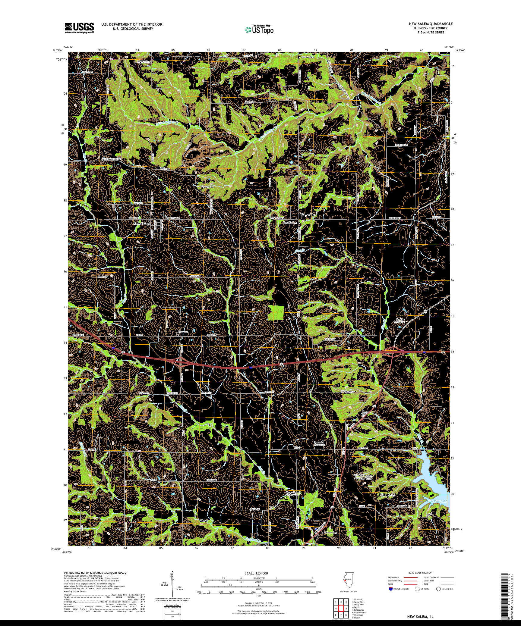 USGS US TOPO 7.5-MINUTE MAP FOR NEW SALEM, IL 2021