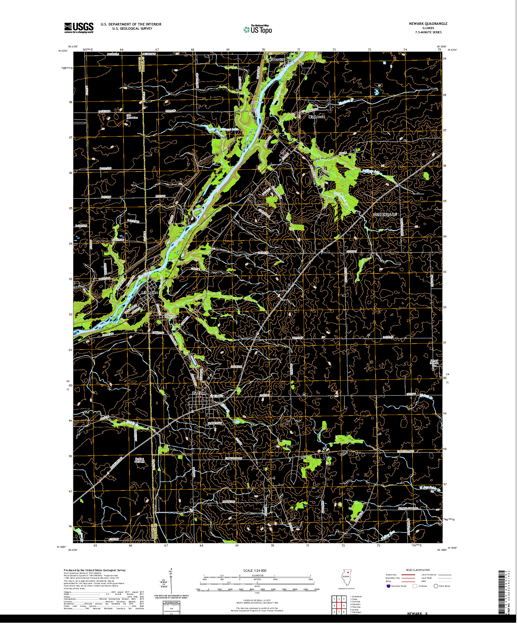 USGS US TOPO 7.5-MINUTE MAP FOR NEWARK, IL 2021