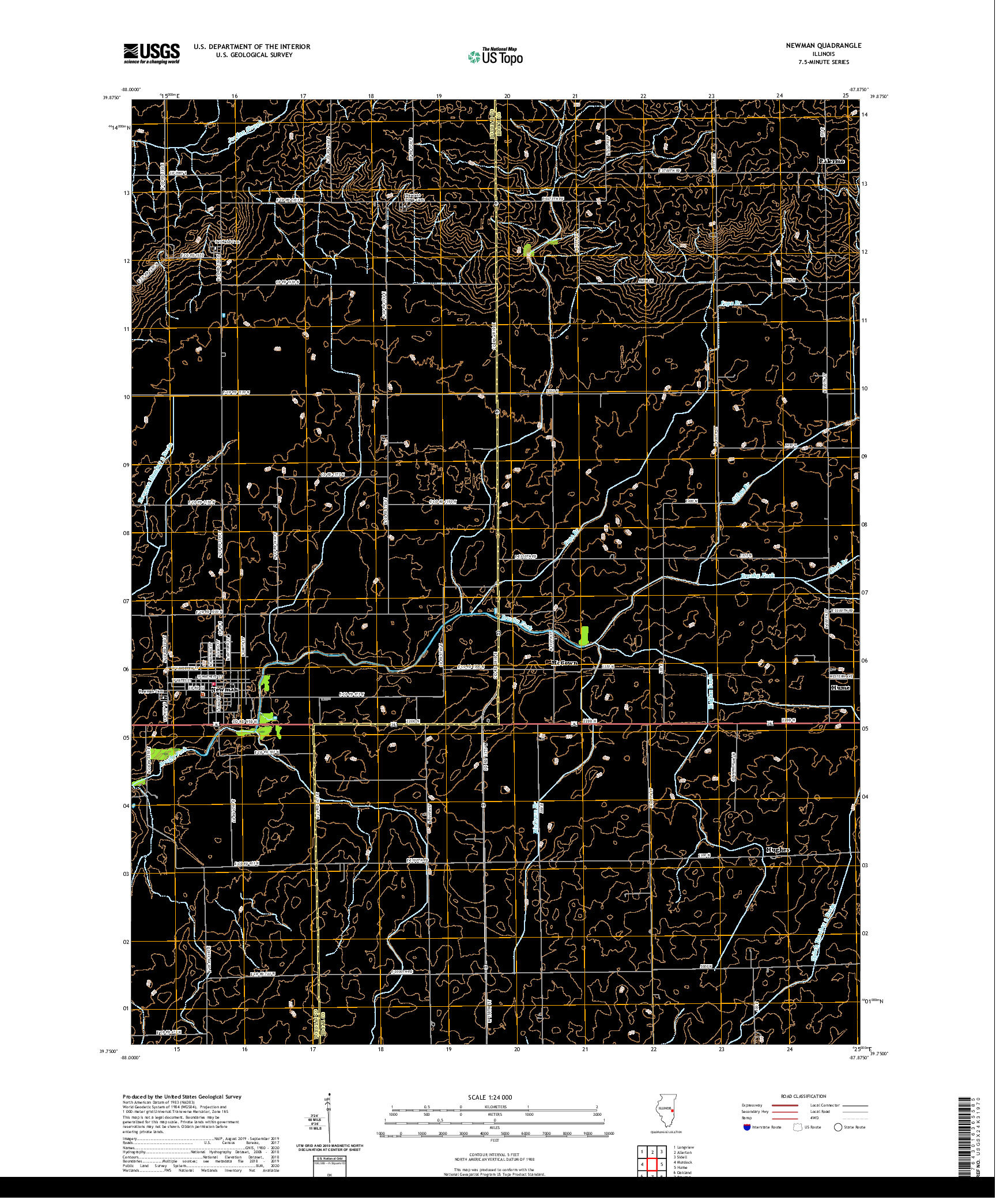 USGS US TOPO 7.5-MINUTE MAP FOR NEWMAN, IL 2021