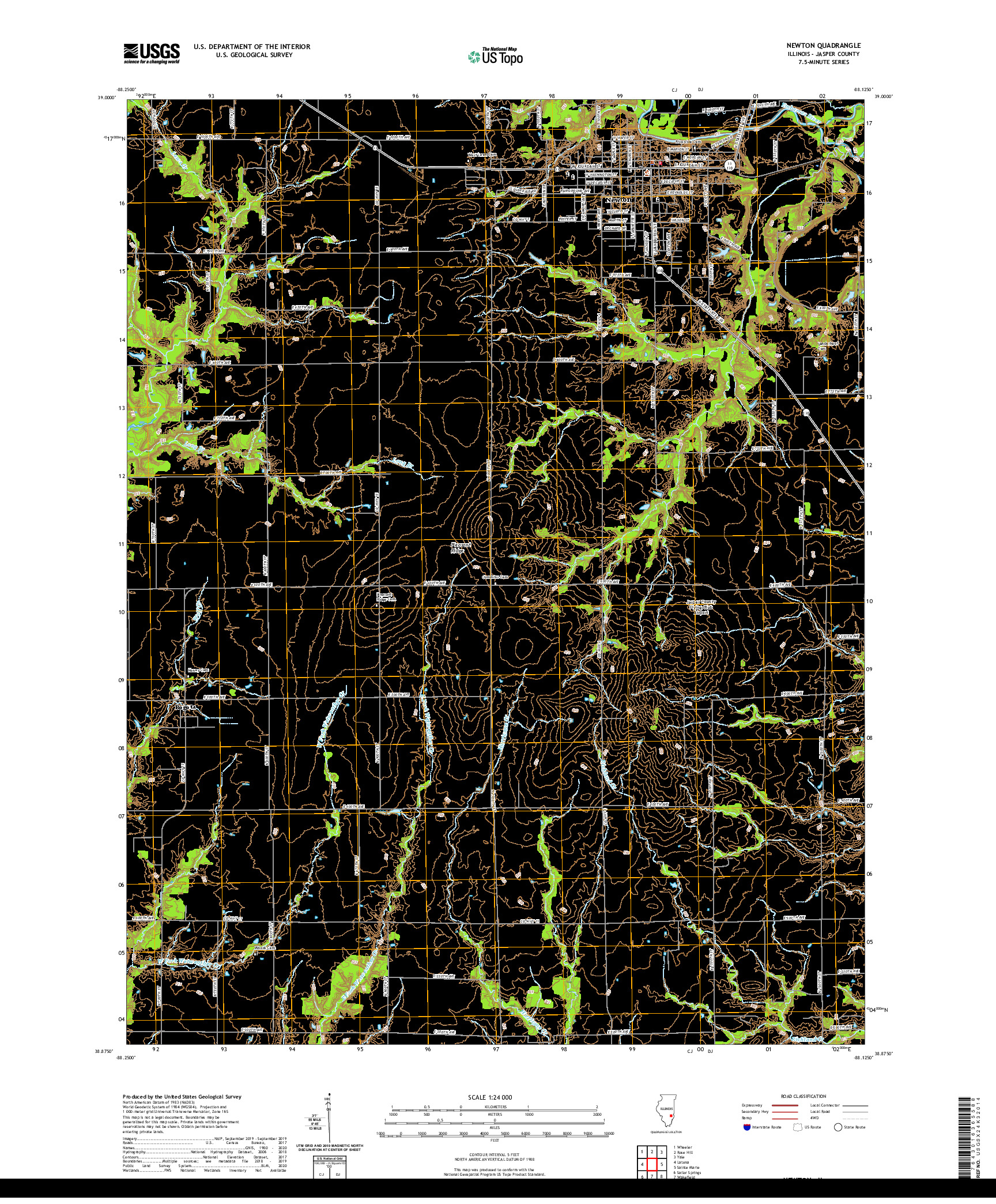 USGS US TOPO 7.5-MINUTE MAP FOR NEWTON, IL 2021