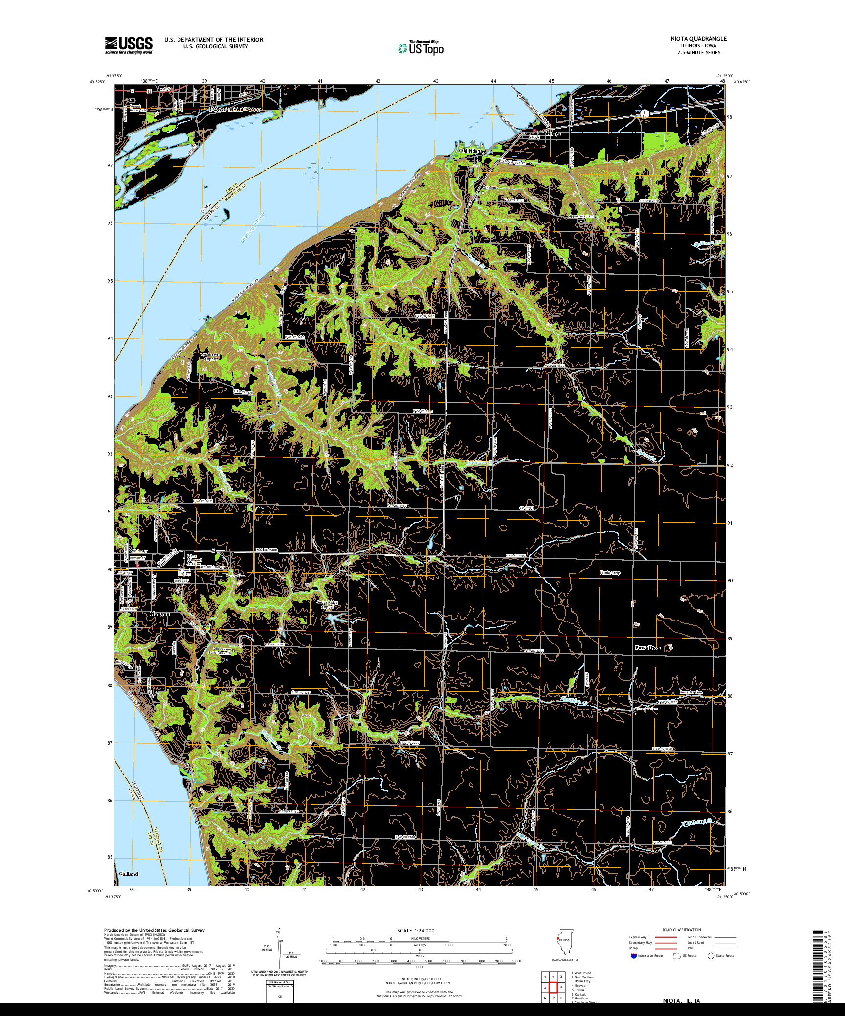 USGS US TOPO 7.5-MINUTE MAP FOR NIOTA, IL,IA 2021