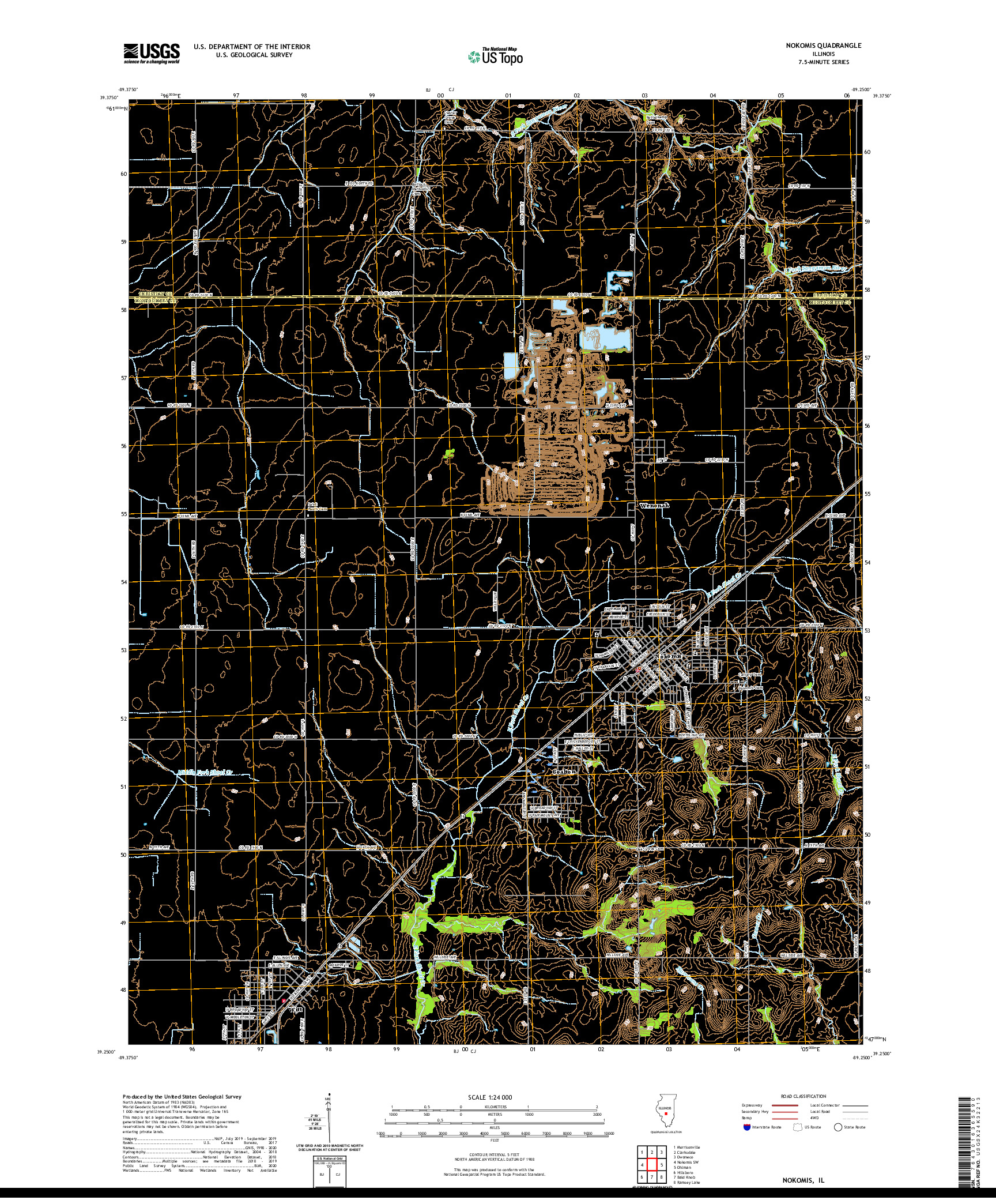 USGS US TOPO 7.5-MINUTE MAP FOR NOKOMIS, IL 2021