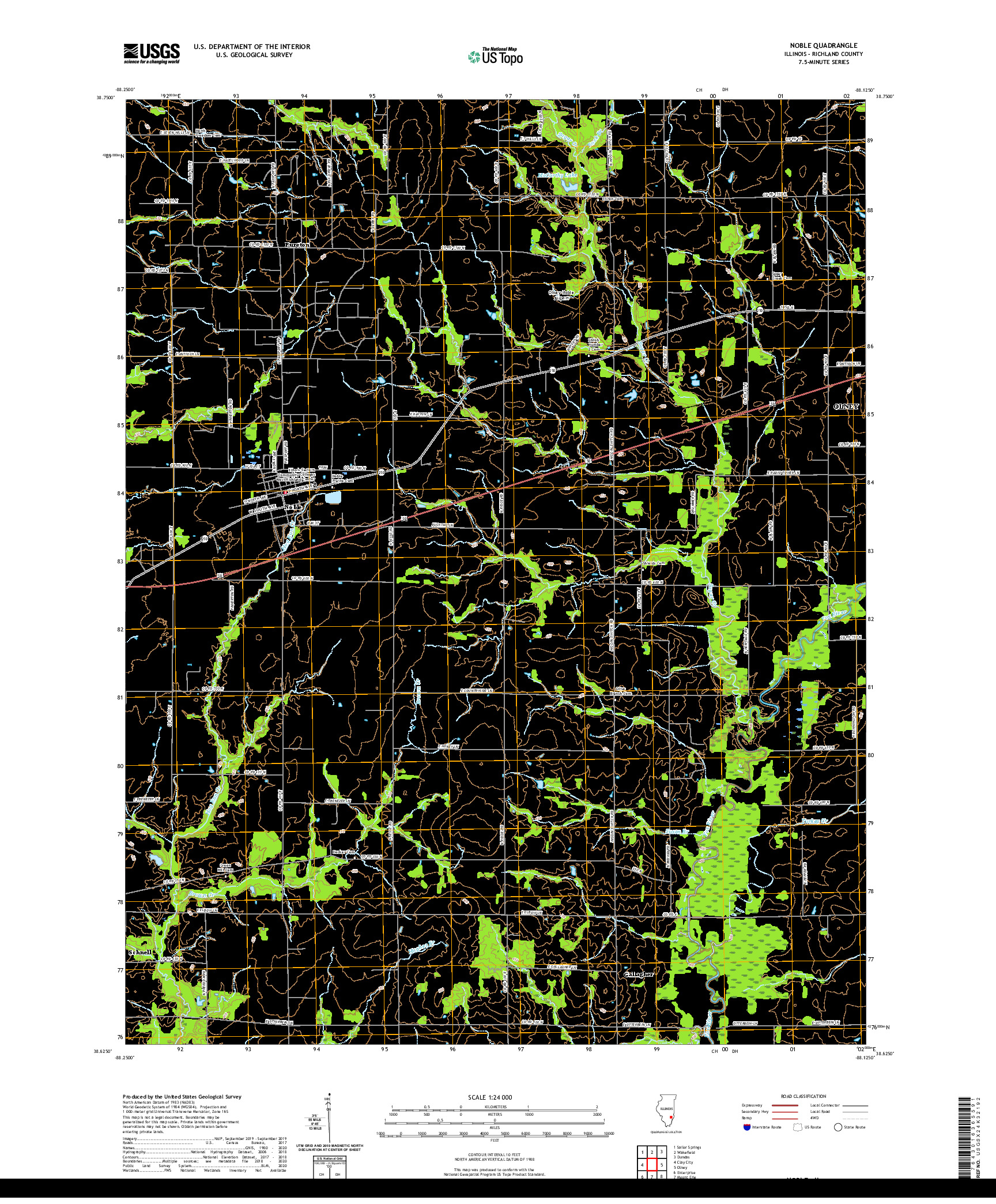 USGS US TOPO 7.5-MINUTE MAP FOR NOBLE, IL 2021