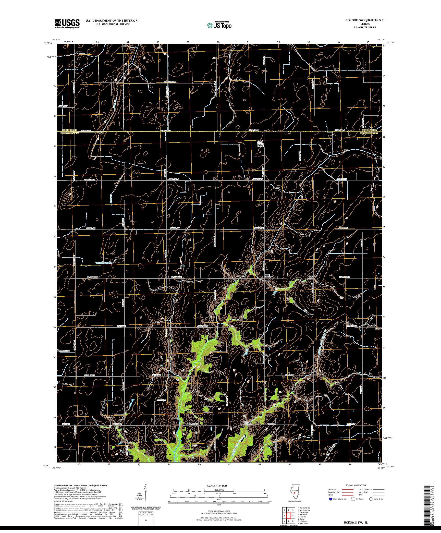 USGS US TOPO 7.5-MINUTE MAP FOR NOKOMIS SW, IL 2021