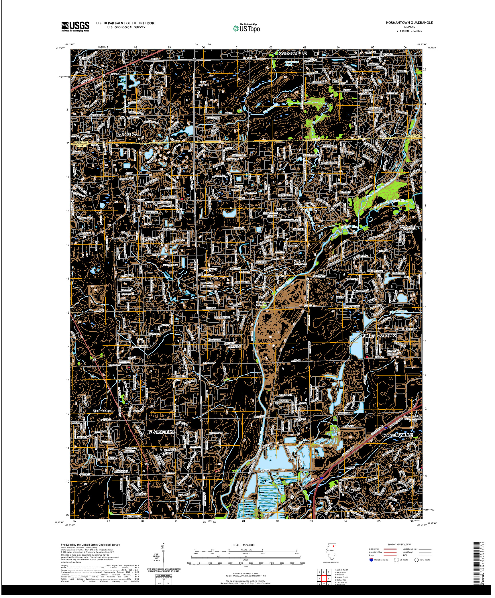 USGS US TOPO 7.5-MINUTE MAP FOR NORMANTOWN, IL 2021