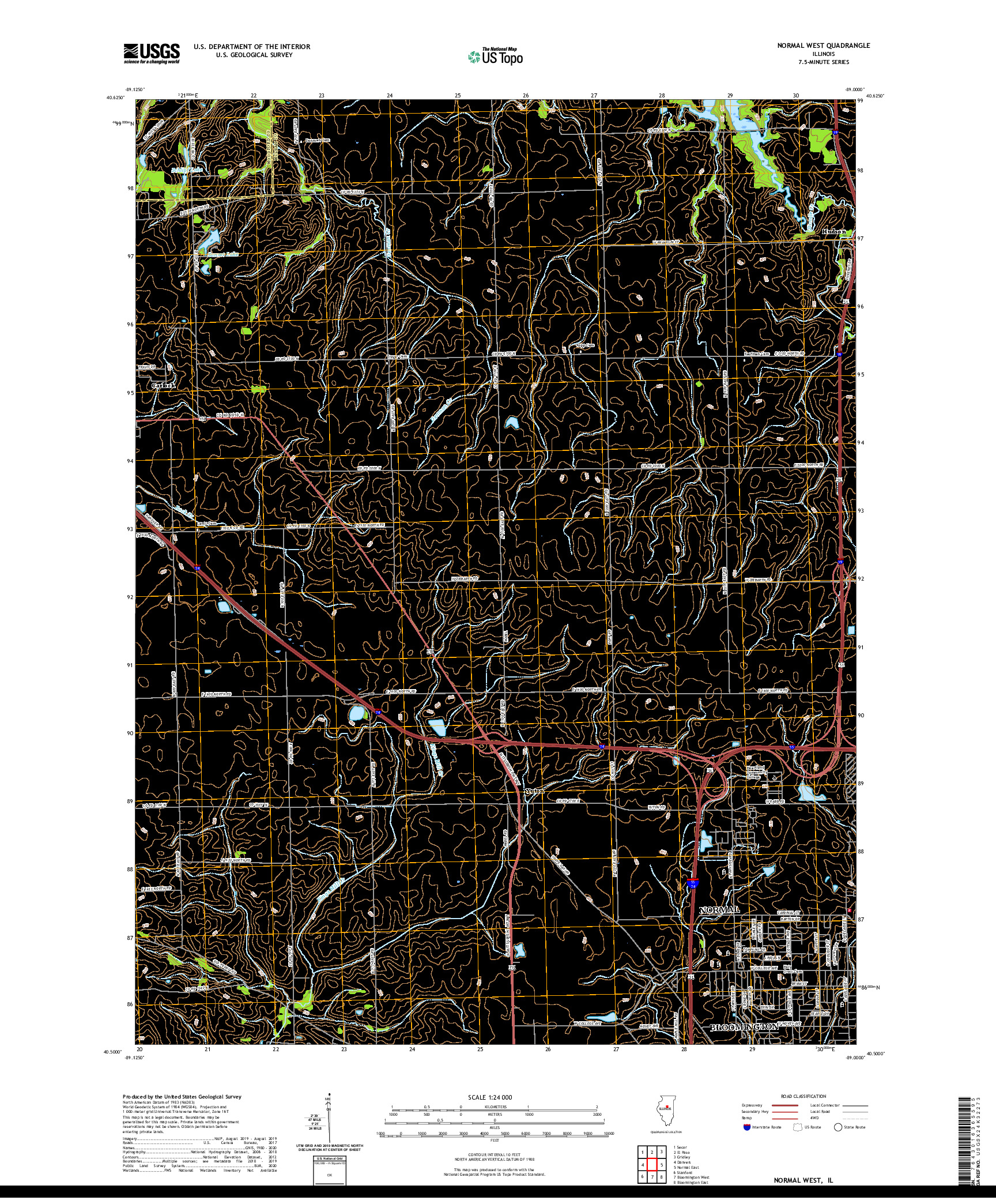 USGS US TOPO 7.5-MINUTE MAP FOR NORMAL WEST, IL 2021