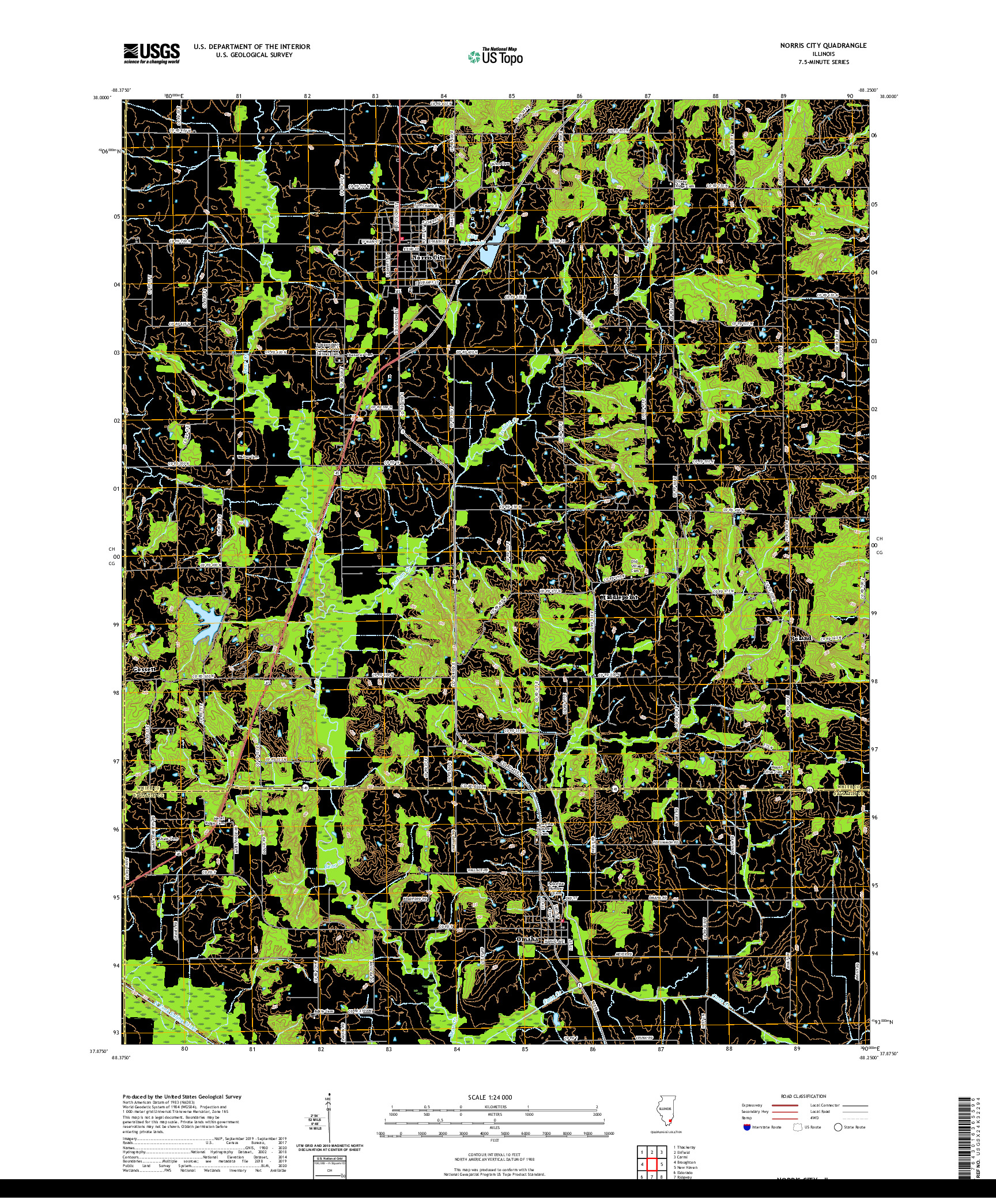 USGS US TOPO 7.5-MINUTE MAP FOR NORRIS CITY, IL 2021