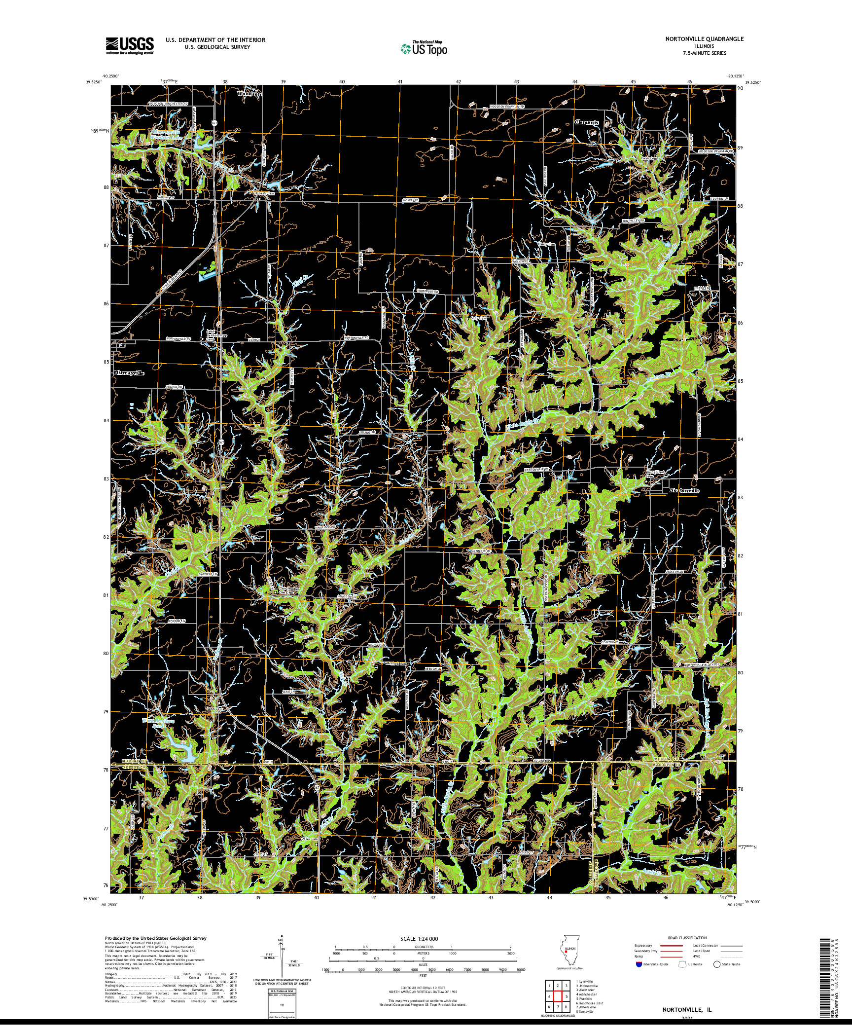 USGS US TOPO 7.5-MINUTE MAP FOR NORTONVILLE, IL 2021