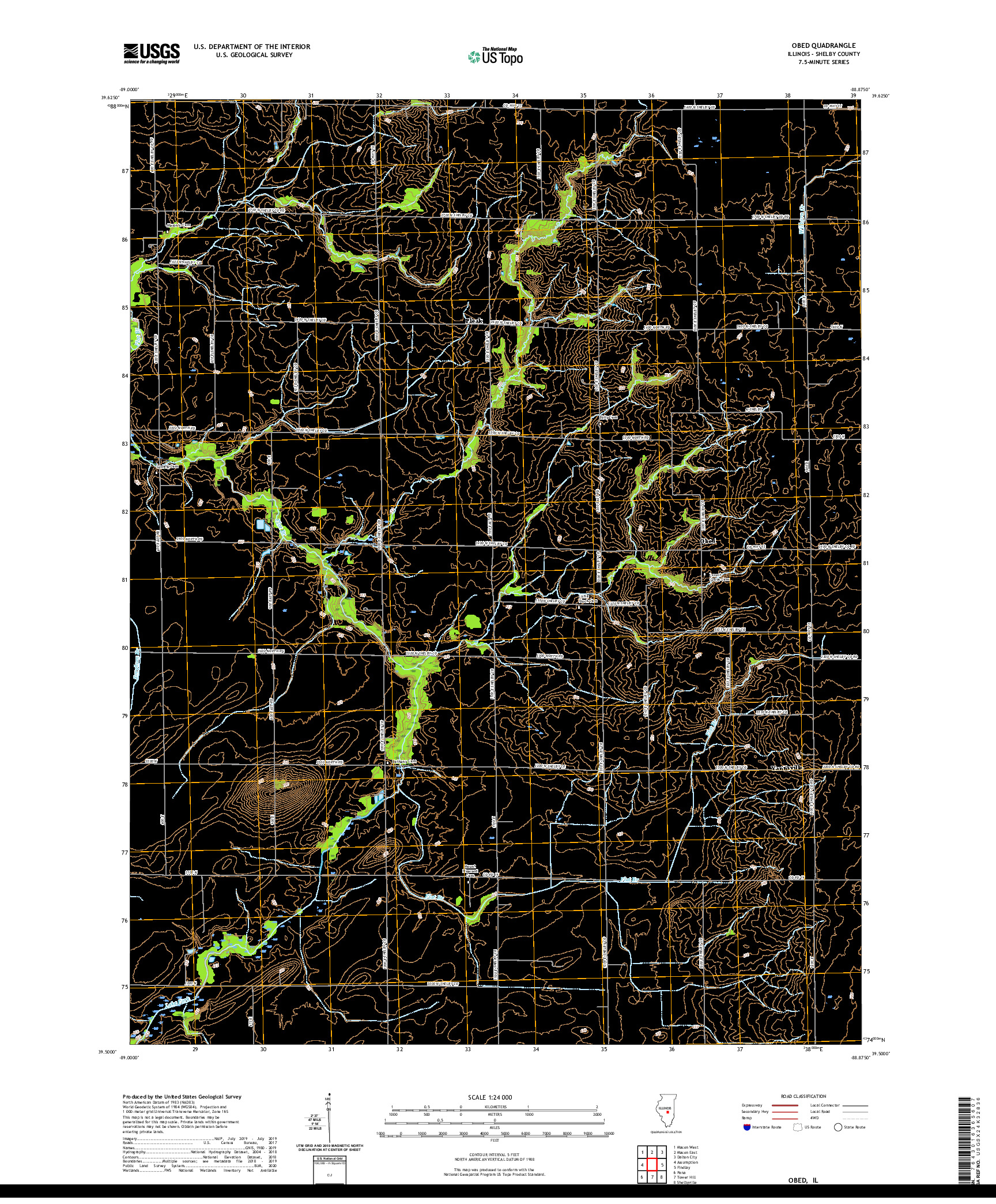 USGS US TOPO 7.5-MINUTE MAP FOR OBED, IL 2021