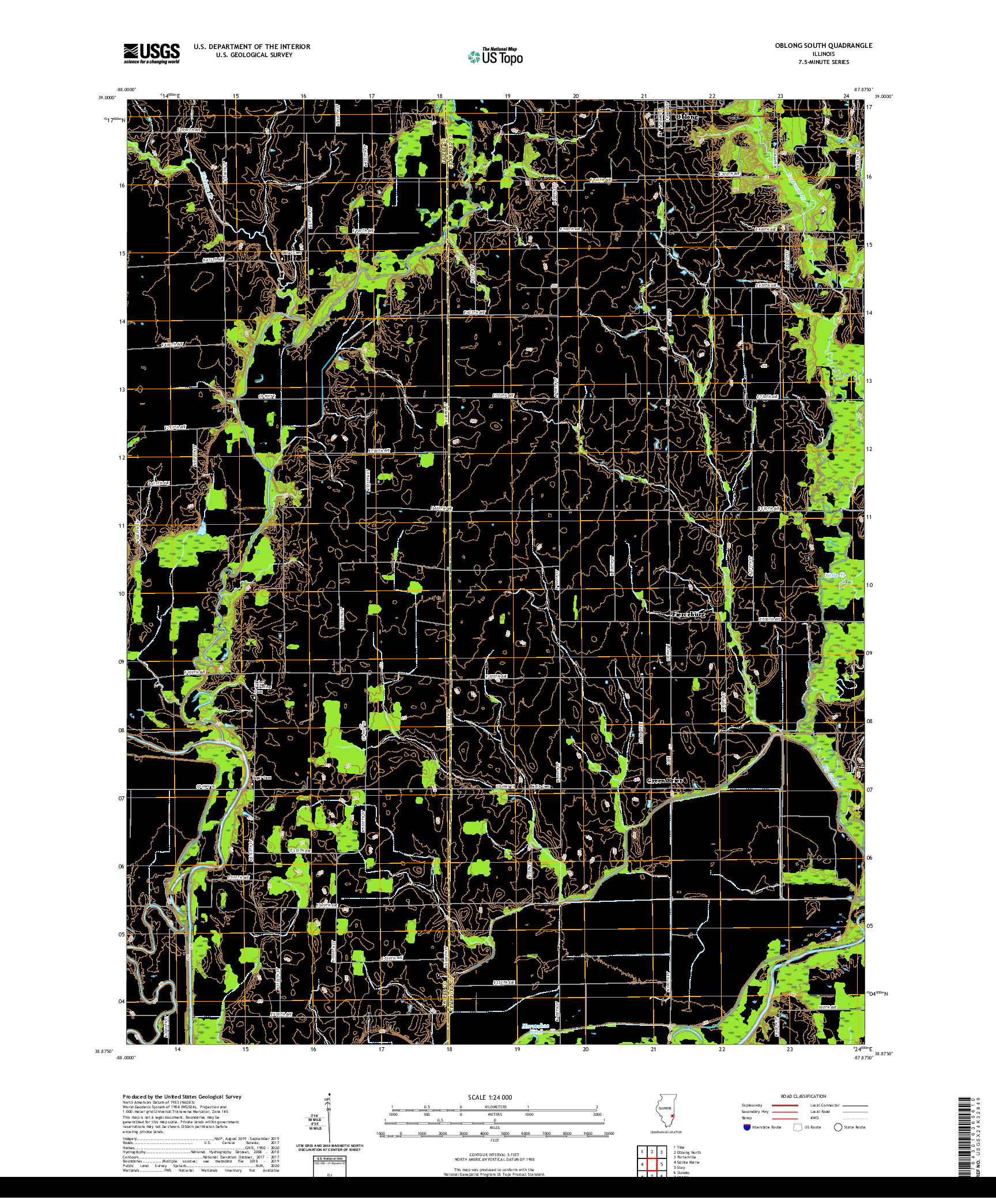 USGS US TOPO 7.5-MINUTE MAP FOR OBLONG SOUTH, IL 2021