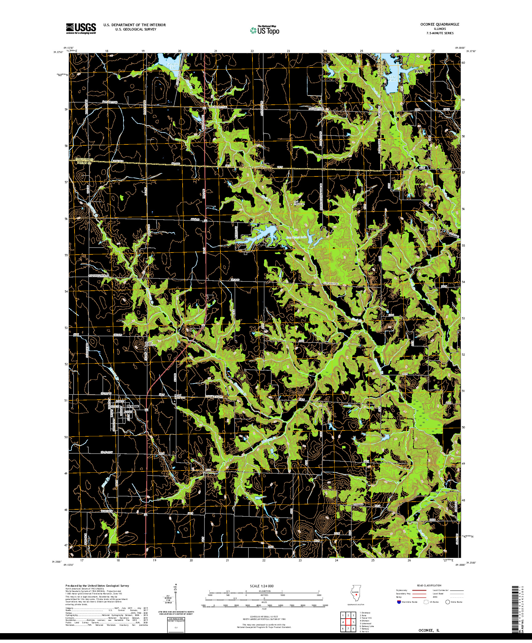 USGS US TOPO 7.5-MINUTE MAP FOR OCONEE, IL 2021