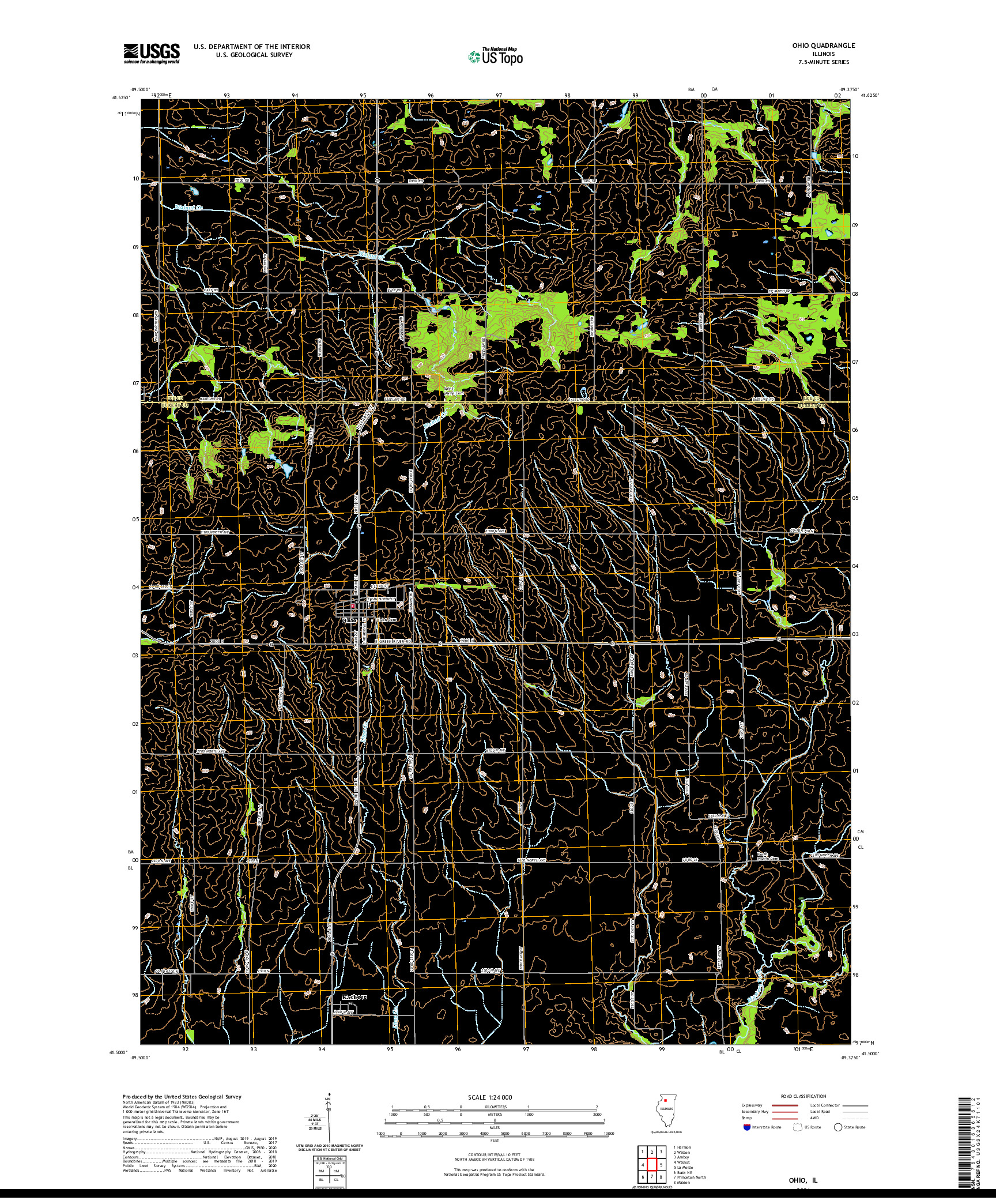 USGS US TOPO 7.5-MINUTE MAP FOR OHIO, IL 2021