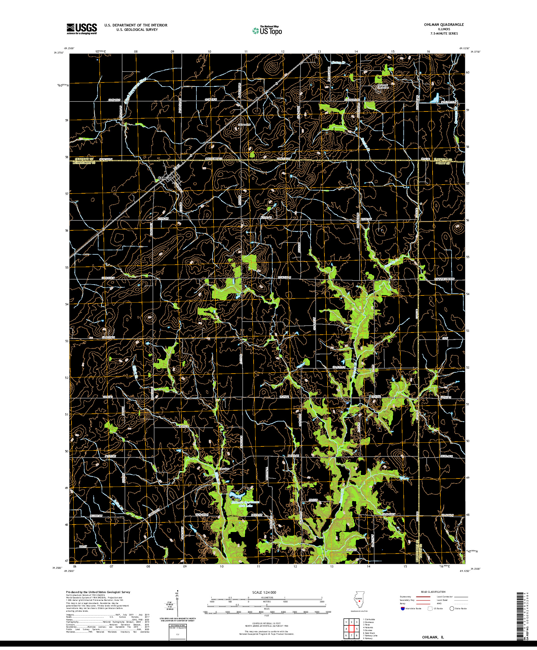 USGS US TOPO 7.5-MINUTE MAP FOR OHLMAN, IL 2021