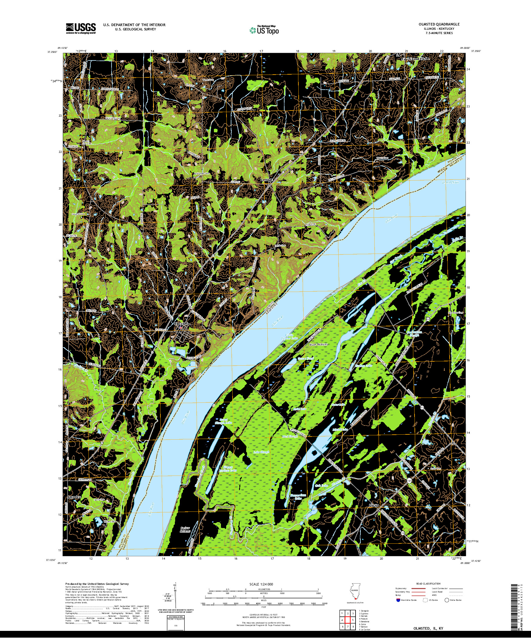 USGS US TOPO 7.5-MINUTE MAP FOR OLMSTED, IL,KY 2021