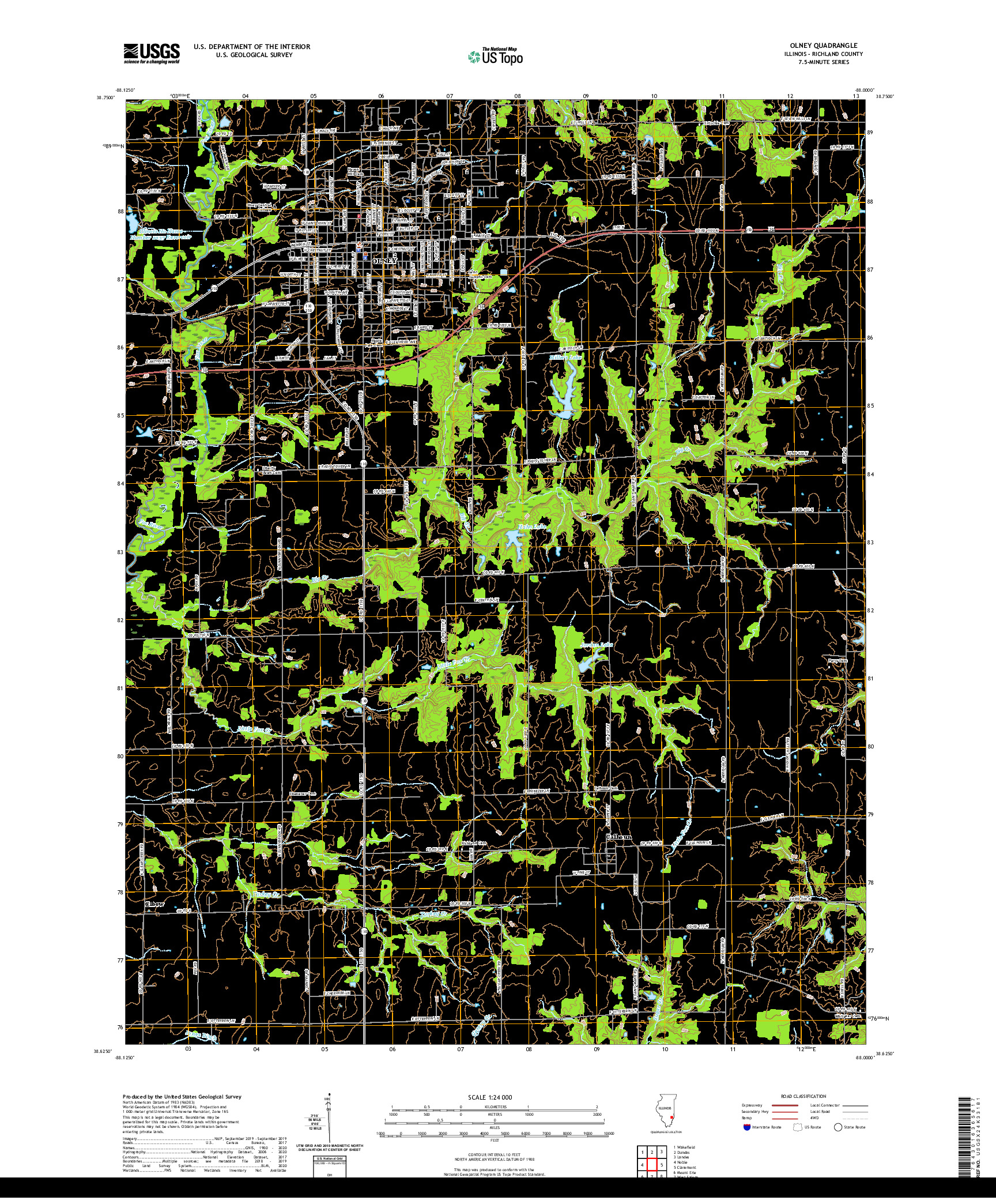 USGS US TOPO 7.5-MINUTE MAP FOR OLNEY, IL 2021