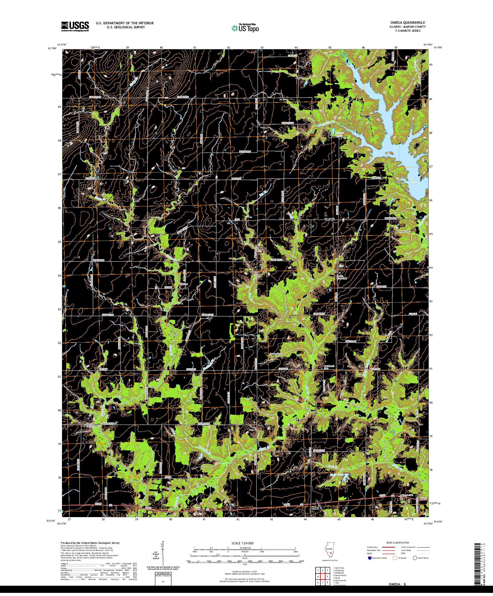 USGS US TOPO 7.5-MINUTE MAP FOR OMEGA, IL 2021