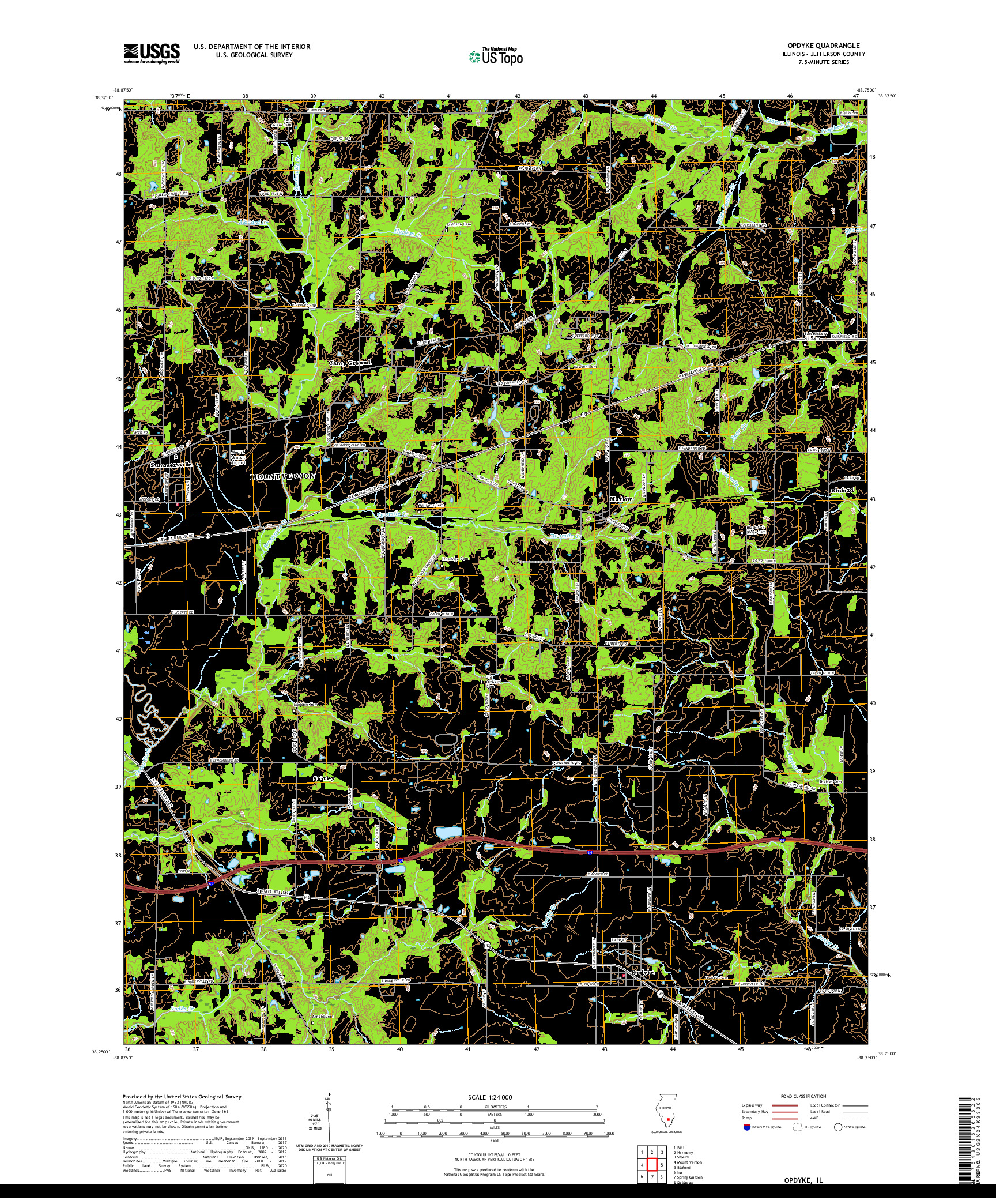 USGS US TOPO 7.5-MINUTE MAP FOR OPDYKE, IL 2021