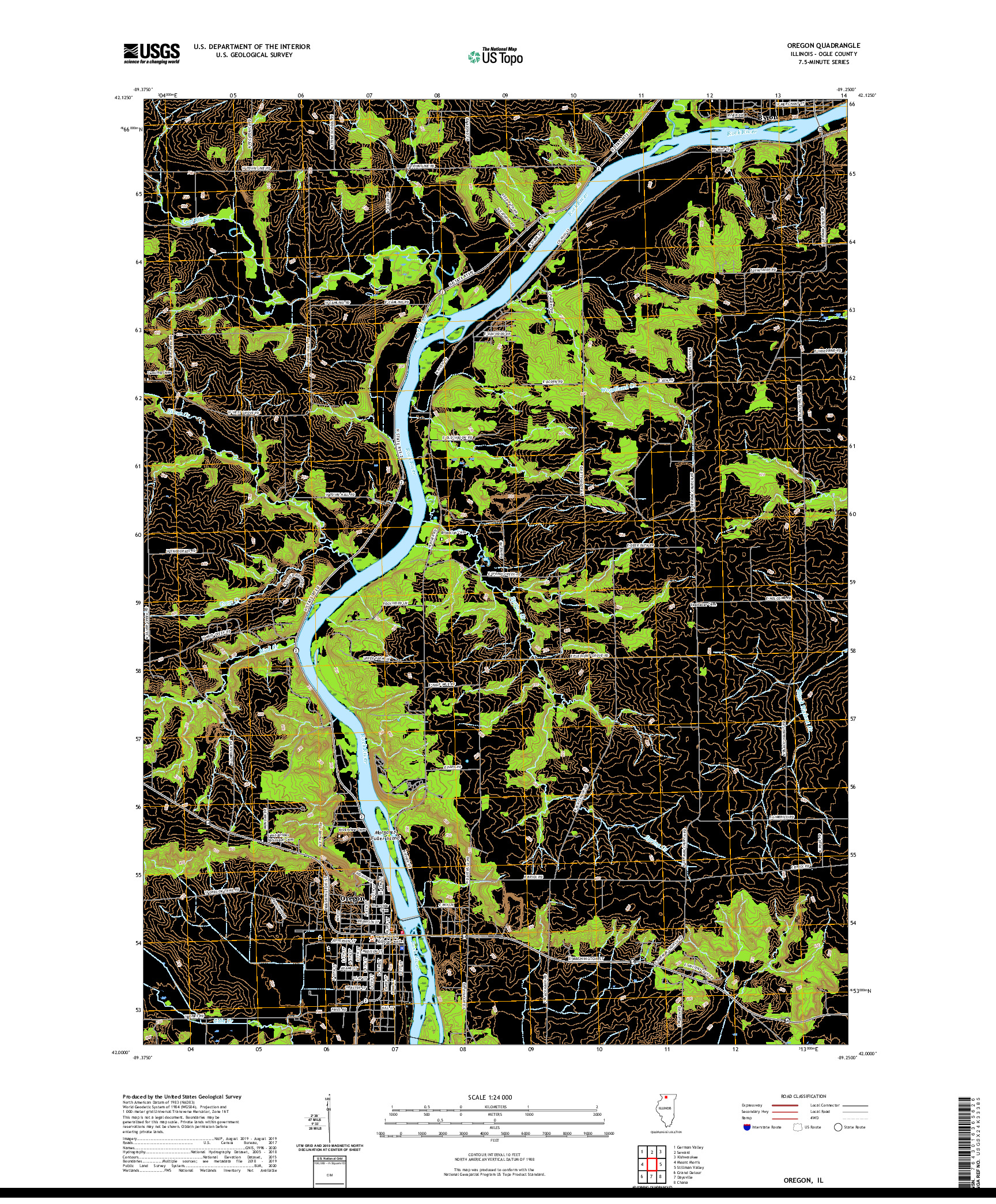 USGS US TOPO 7.5-MINUTE MAP FOR OREGON, IL 2021