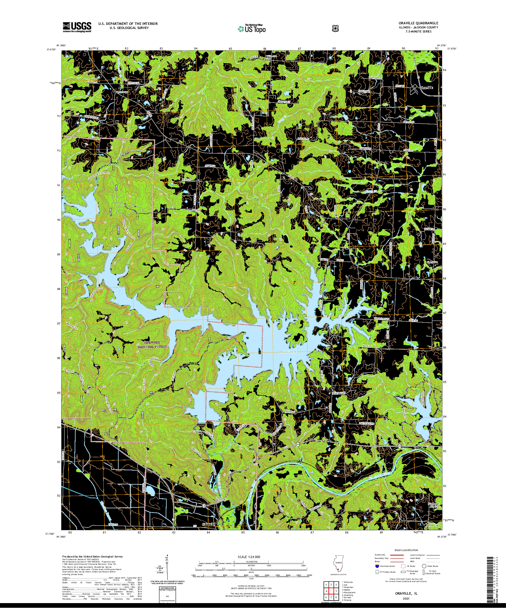 USGS US TOPO 7.5-MINUTE MAP FOR ORAVILLE, IL 2021