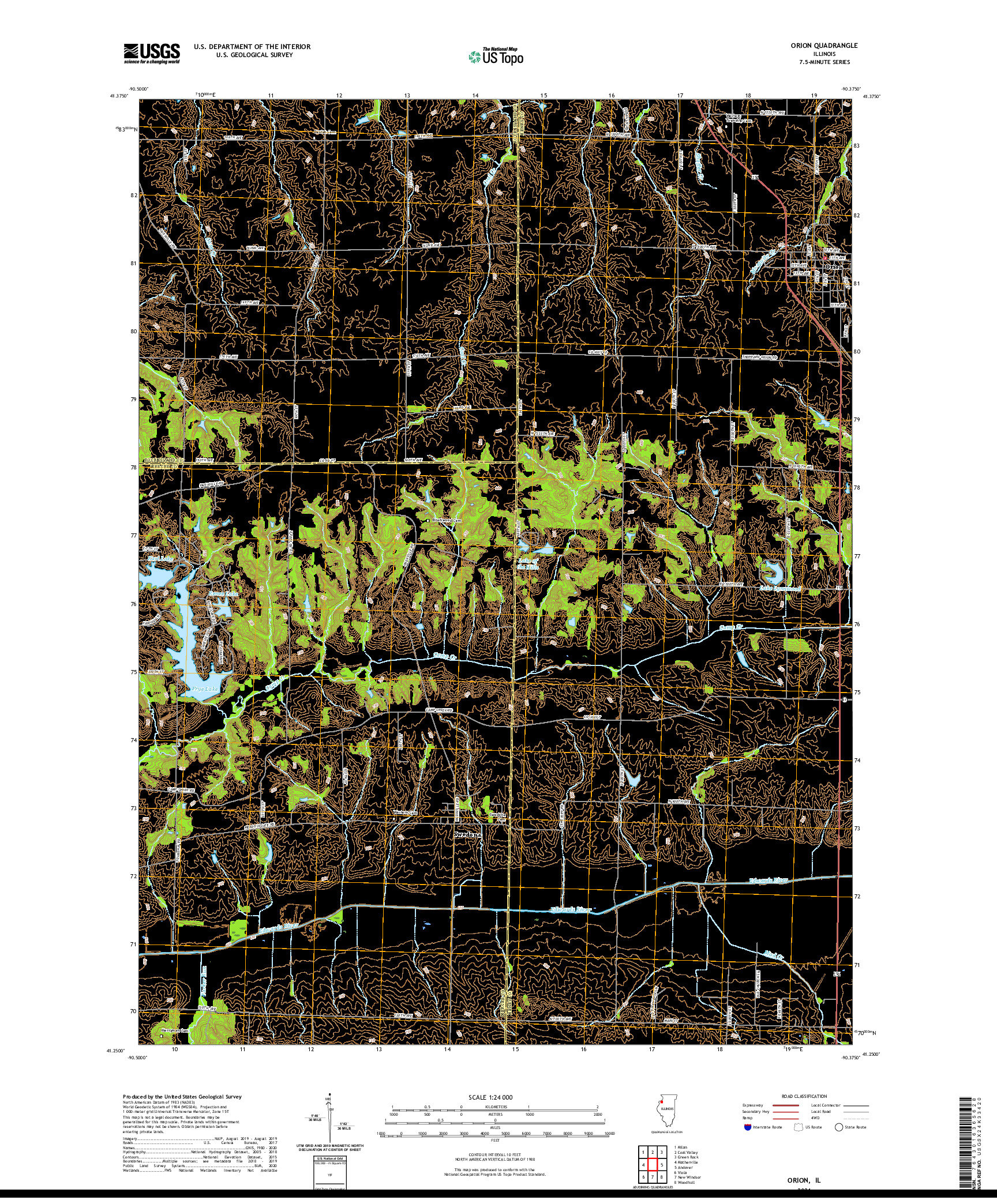 USGS US TOPO 7.5-MINUTE MAP FOR ORION, IL 2021