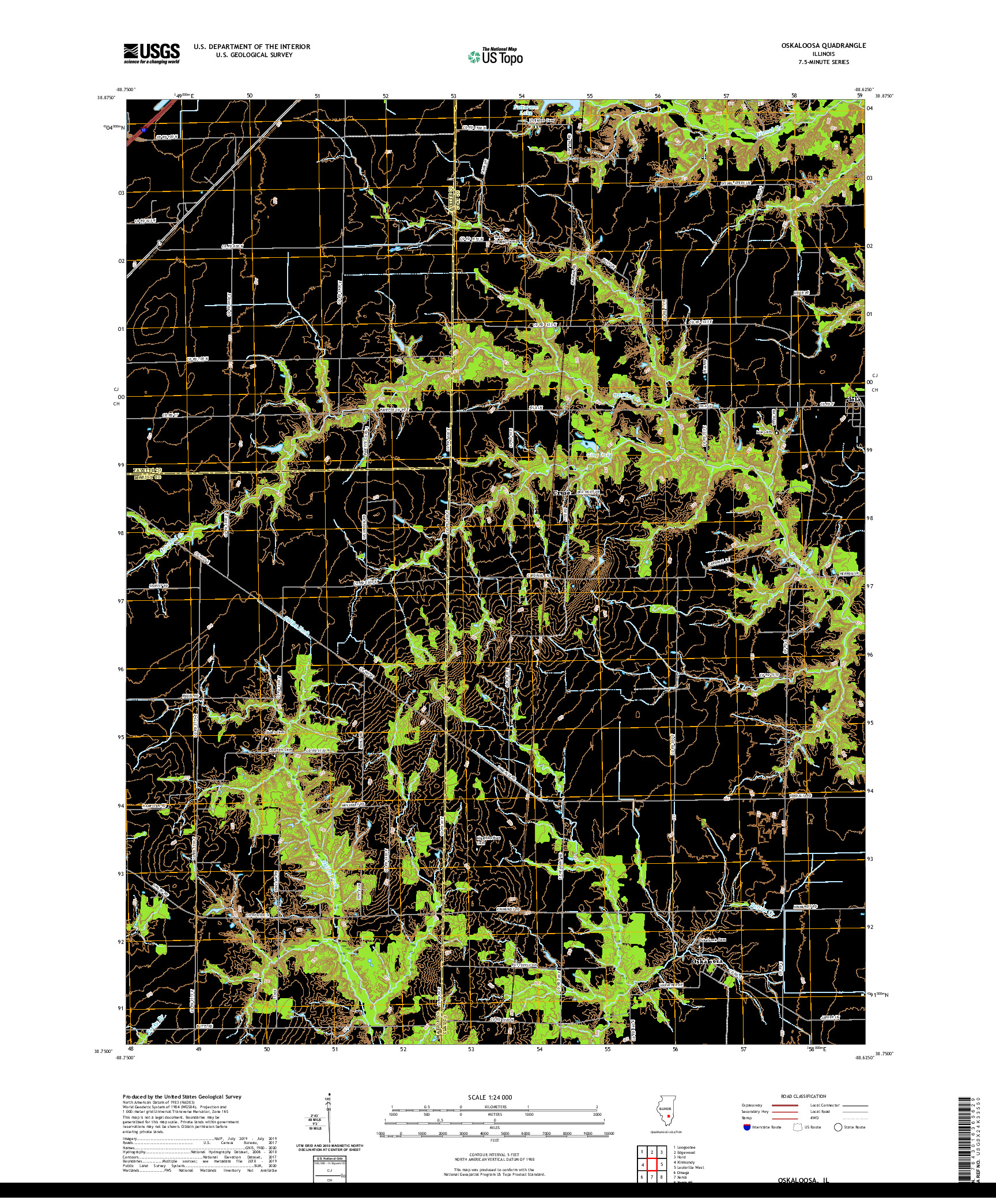 USGS US TOPO 7.5-MINUTE MAP FOR OSKALOOSA, IL 2021