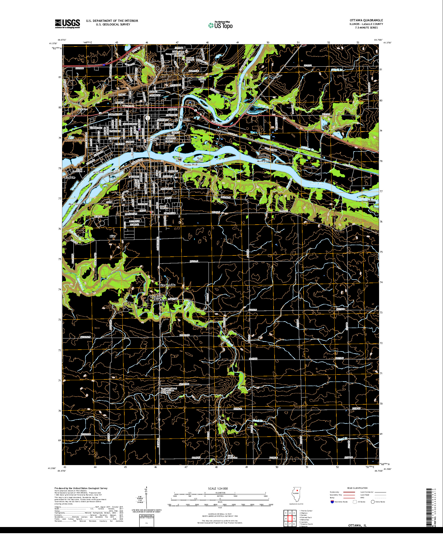 USGS US TOPO 7.5-MINUTE MAP FOR OTTAWA, IL 2021
